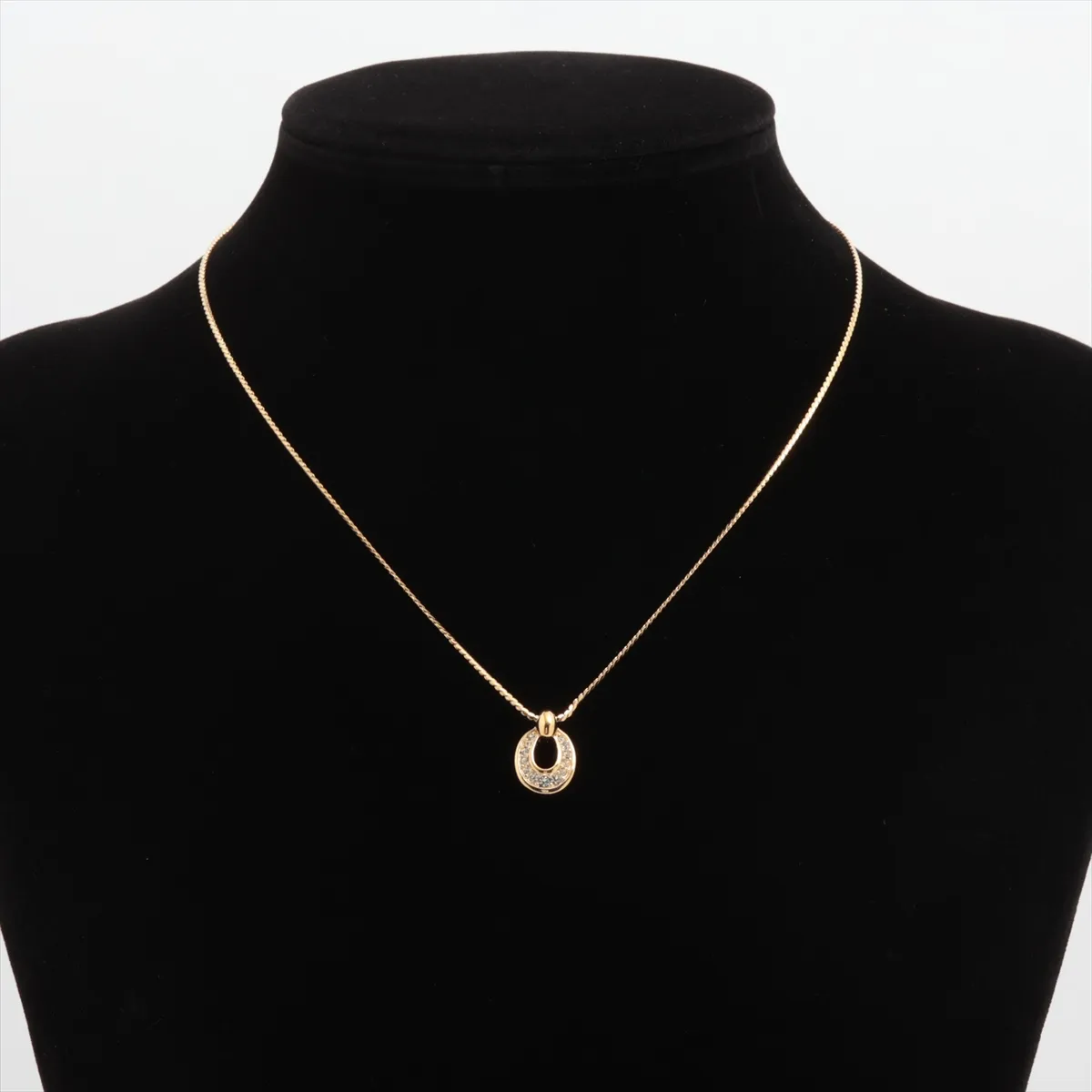 necklace, GP x rhinestones, gold, — view 5