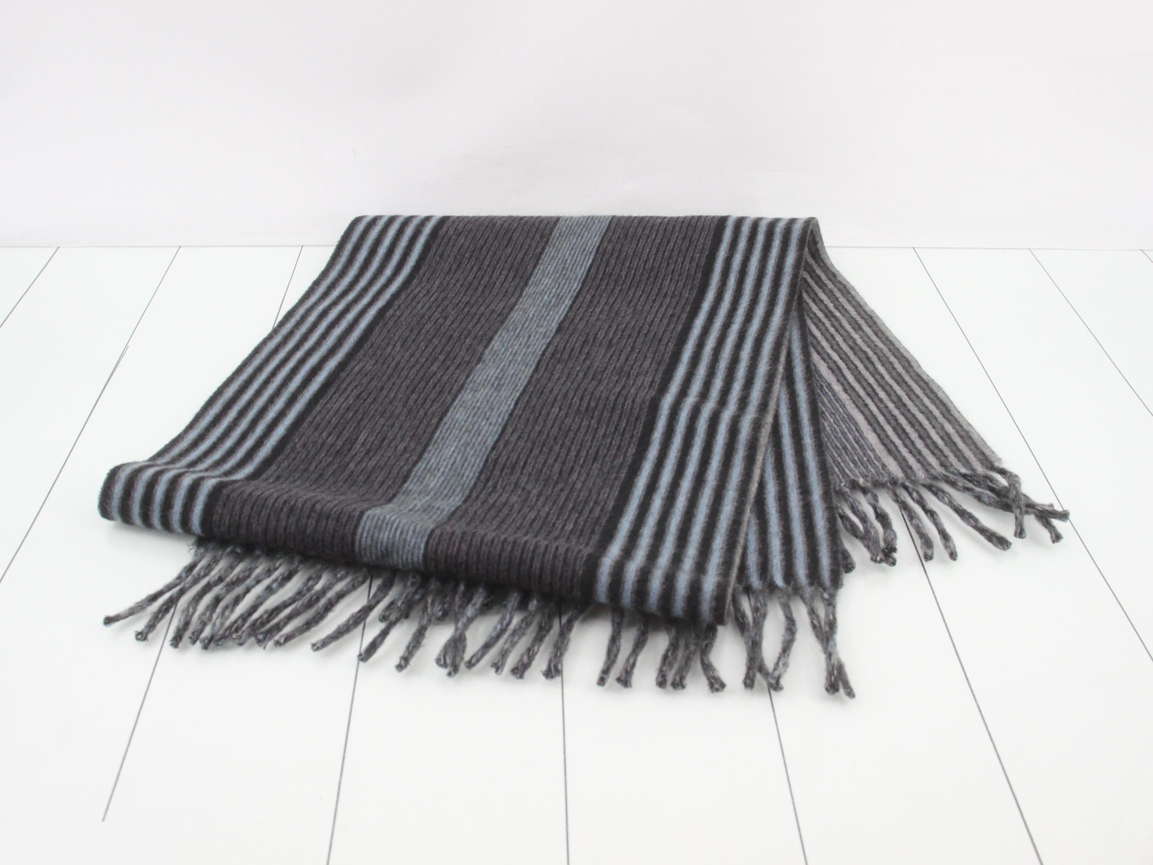 Logo embroidered cashmere blend wool scarf — view 3