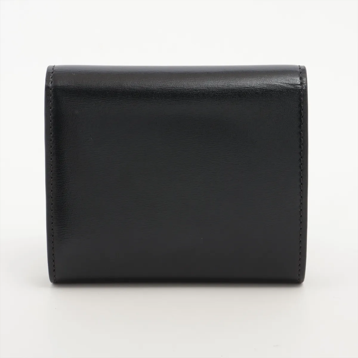 Triomphe Small Flap Wallet Leather Compact Wallet Black — view 2