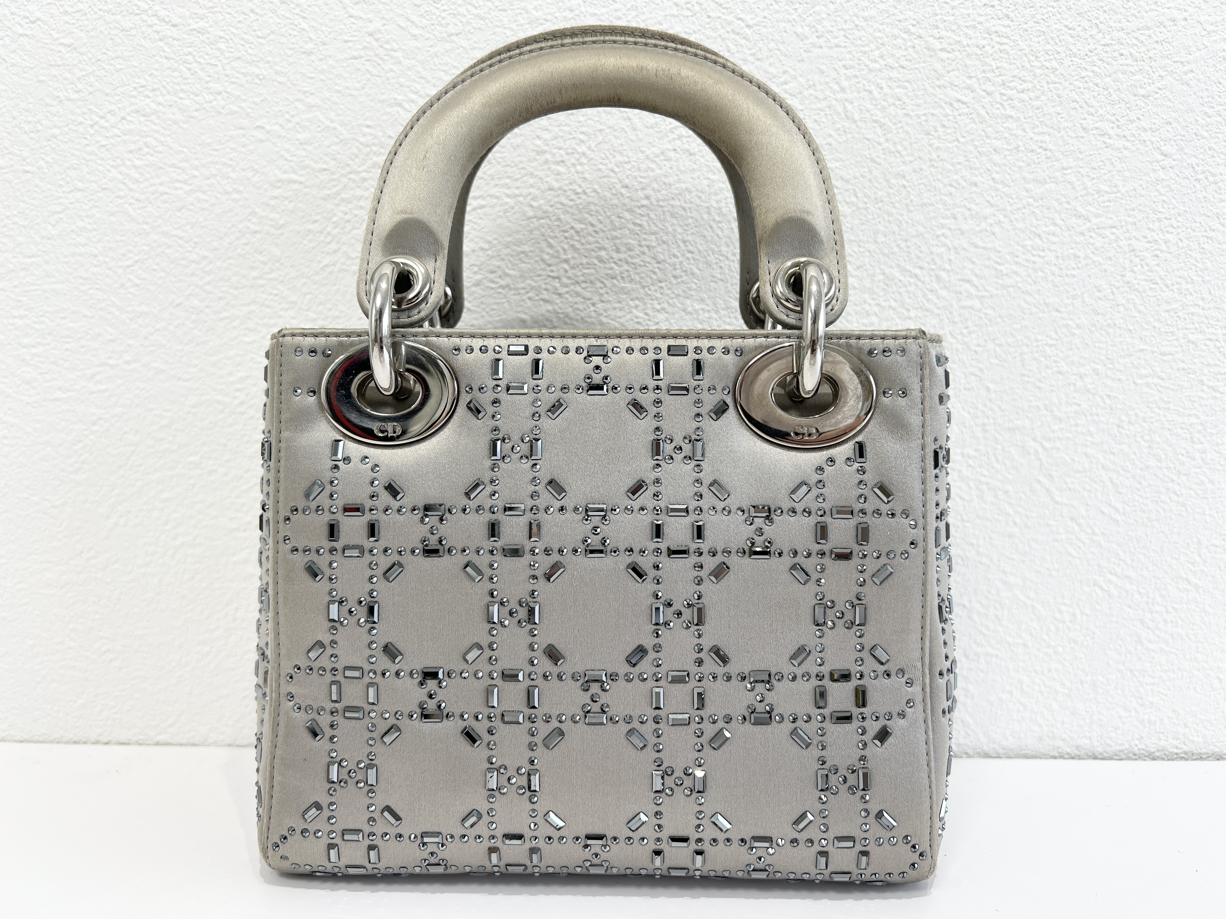 Lady Dior Cannage Satin Stone Bijou Crystal 2-way Shoulder Bag Handbag — view 2