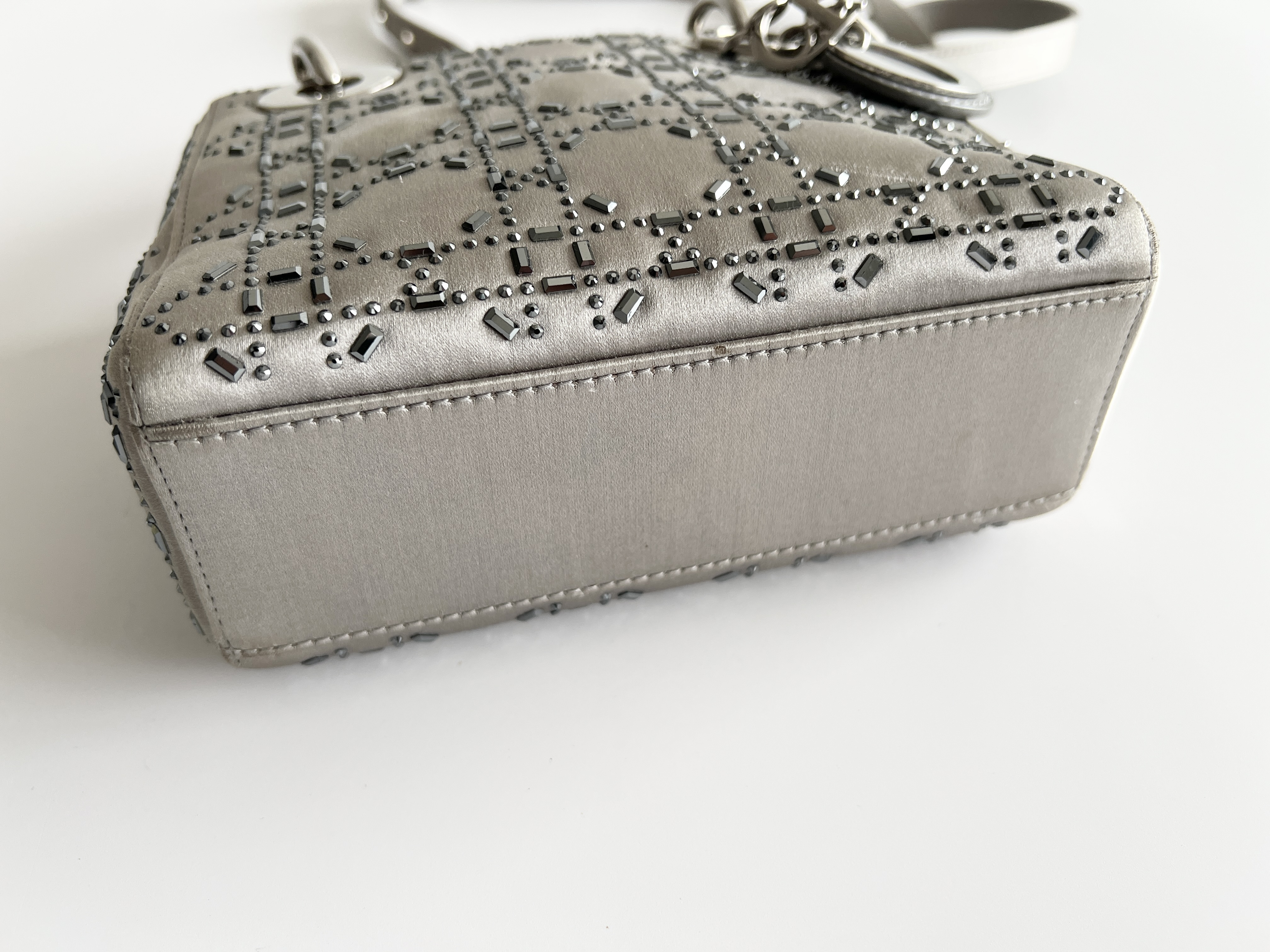 Lady Dior Cannage Satin Stone Bijou Crystal 2-way Shoulder Bag Handbag — view 13