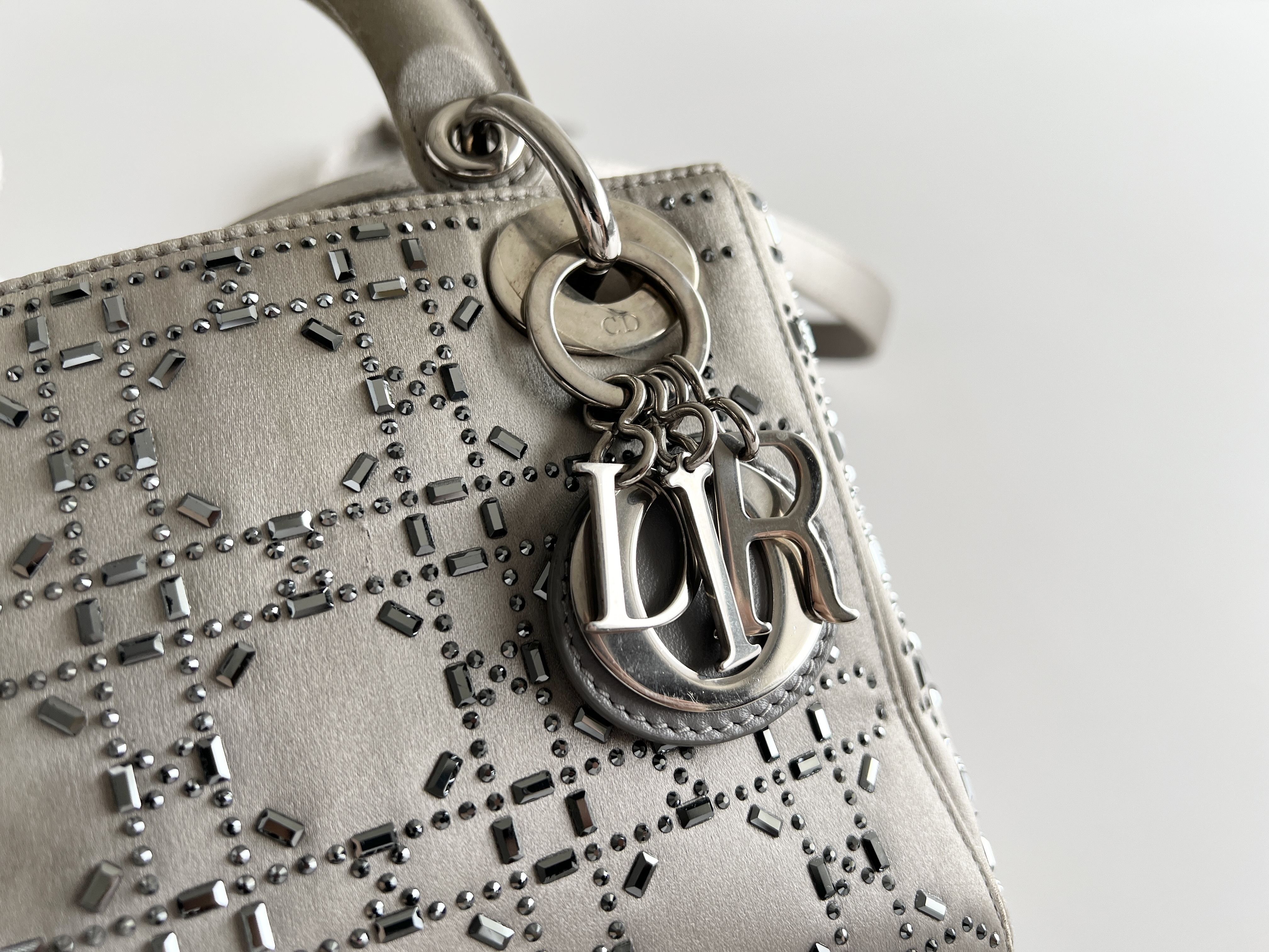 Lady Dior Cannage Satin Stone Bijou Crystal 2-way Shoulder Bag Handbag — view 14