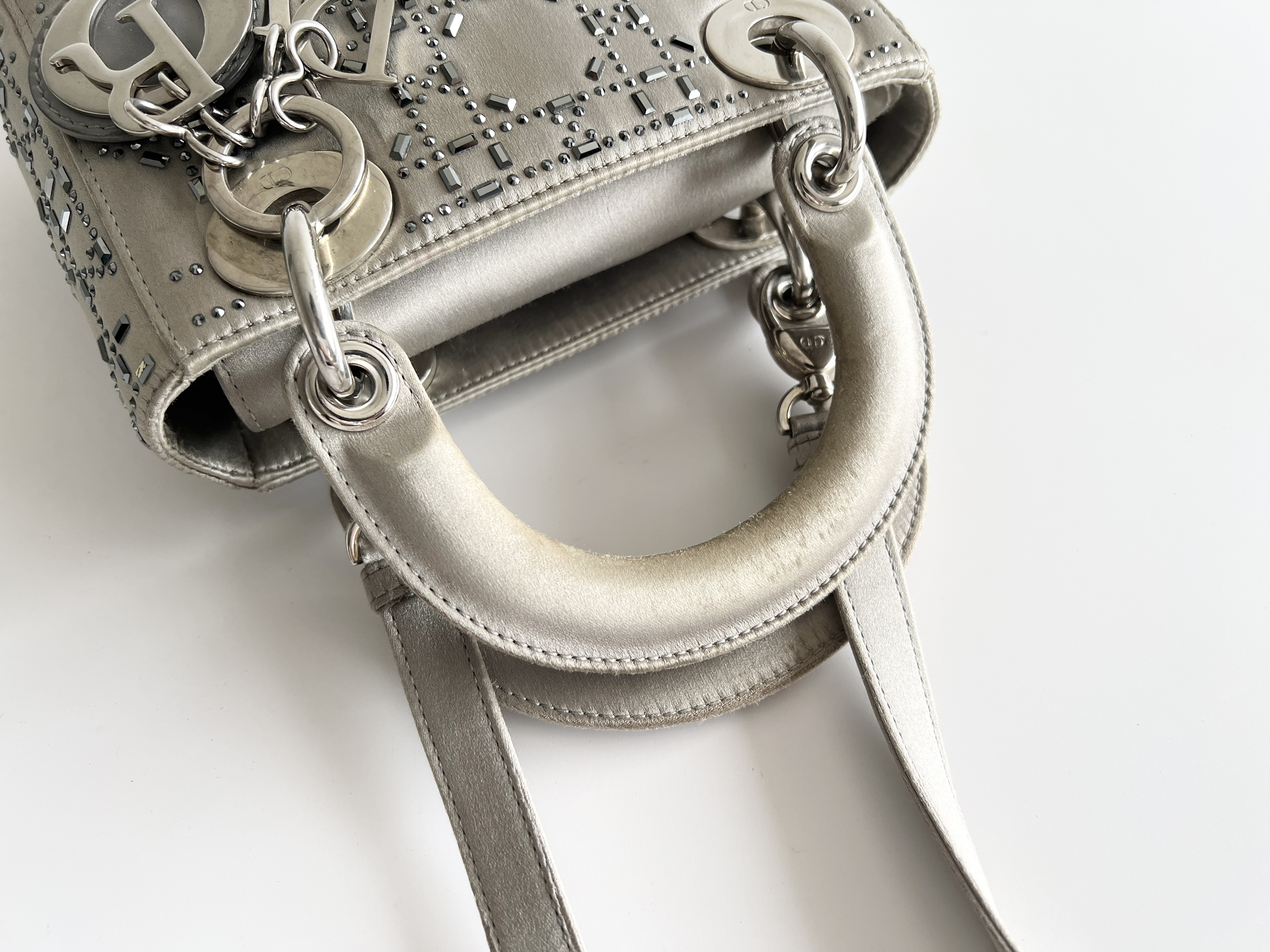 Lady Dior Cannage Satin Stone Bijou Crystal 2-way Shoulder Bag Handbag — view 4