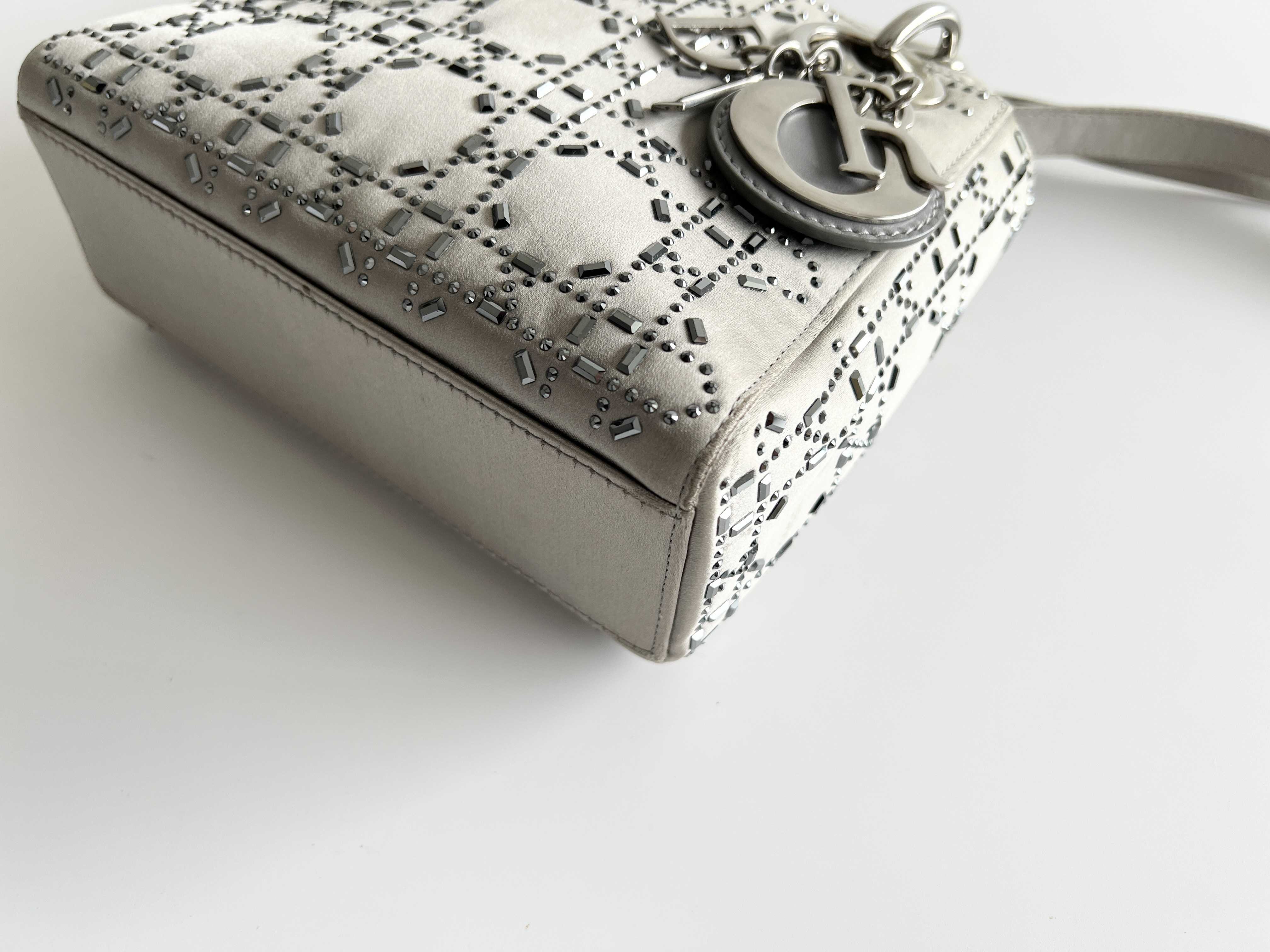 Lady Dior Cannage Satin Stone Bijou Crystal 2-way Shoulder Bag Handbag — view 10