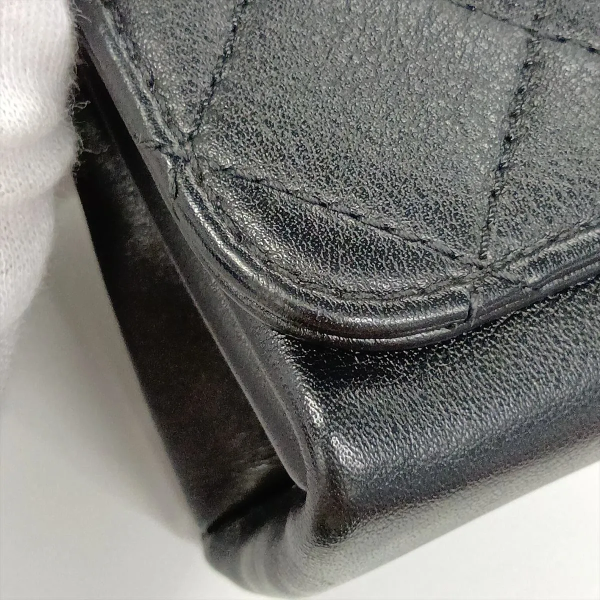 Matelassé Lambskin 2-Way Handbag, Pearl Black with Gold Hardware, XHEEUKCC Random Plate — view 13