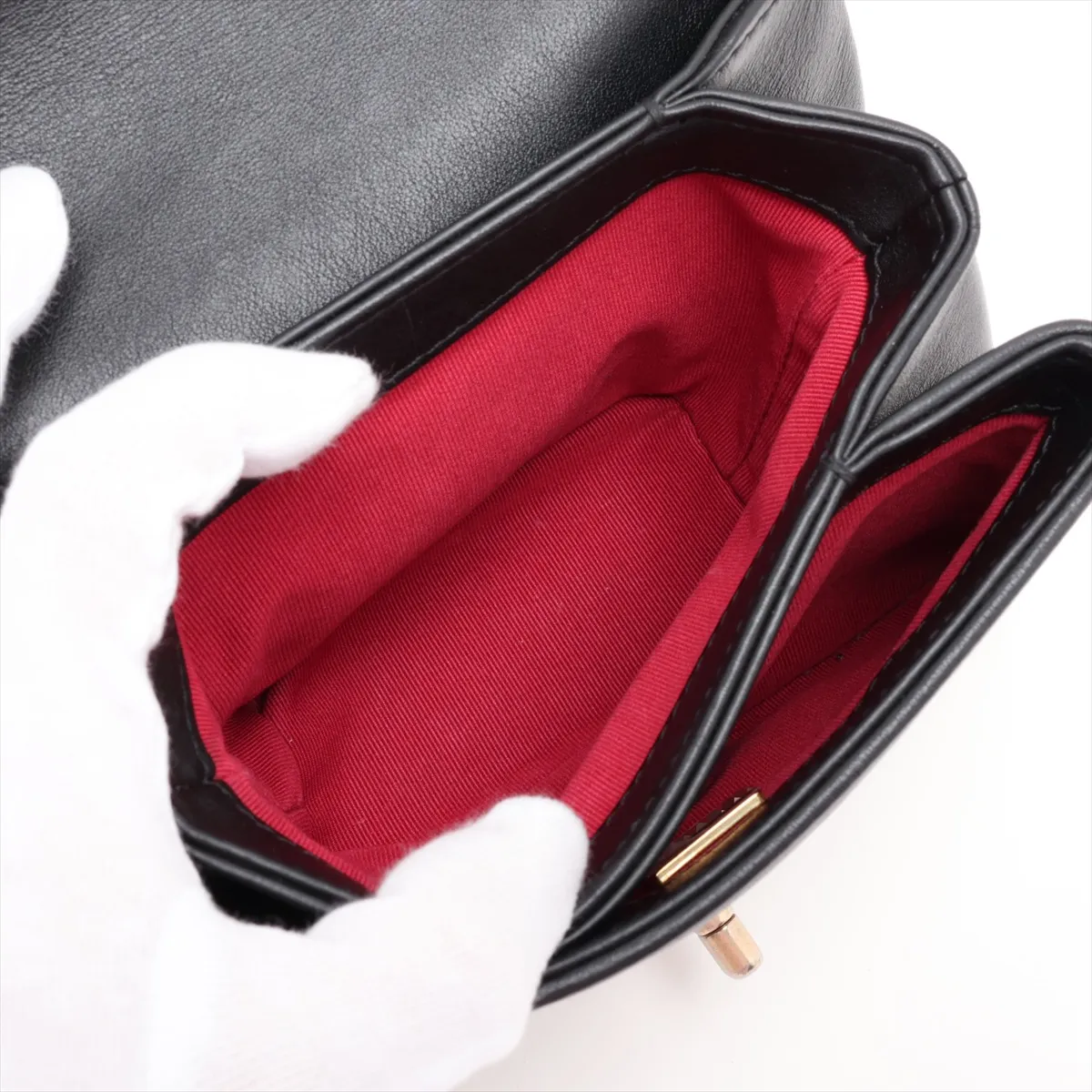Matelassé Lambskin 2-Way Handbag, Pearl Black with Gold Hardware, XHEEUKCC Random Plate — view 7