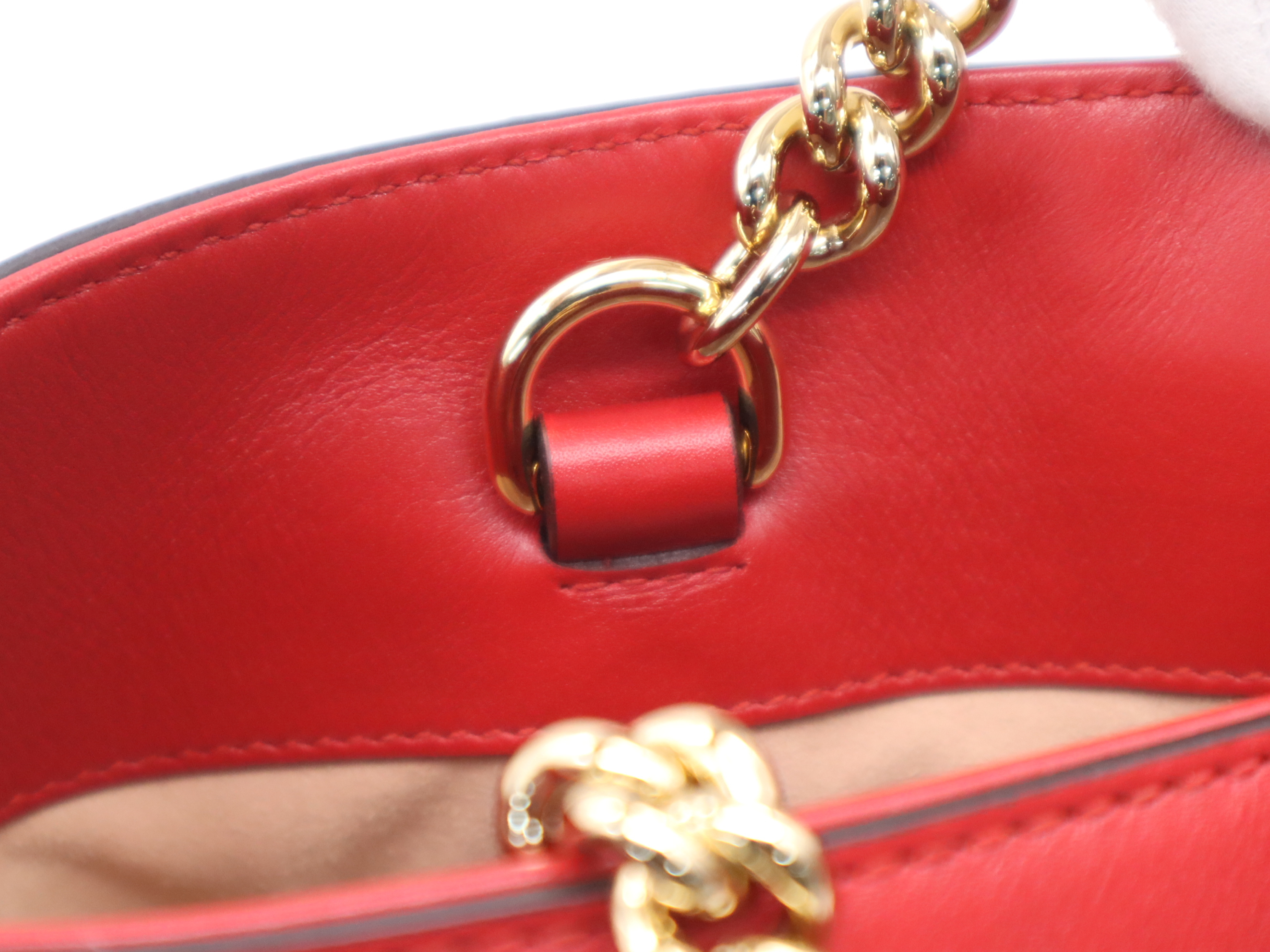 453561 GG Embossed Chain Tote Bag with Dust Bag, Red, Gold Hardware. — view 7