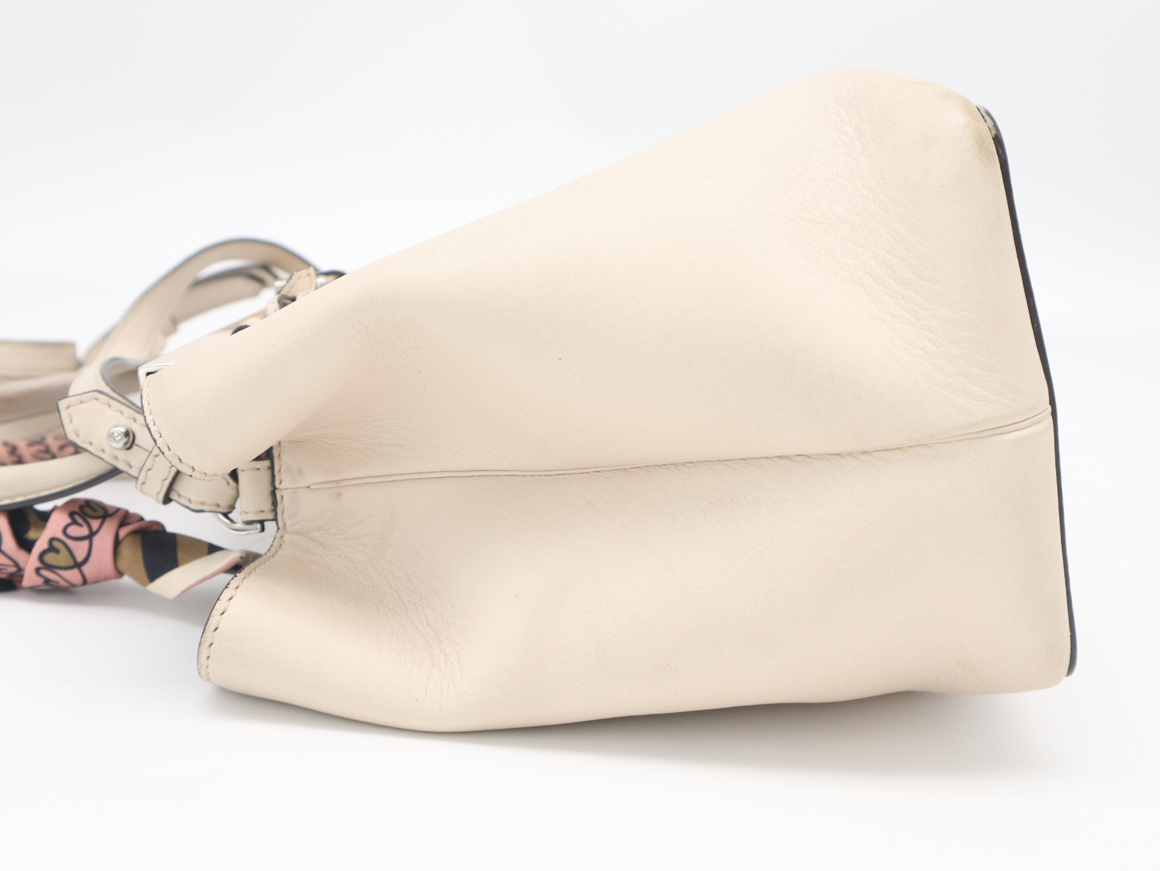 Petite 2Jours 2-Way Leather Handbag in Beige with Strap and Scarf — view 3