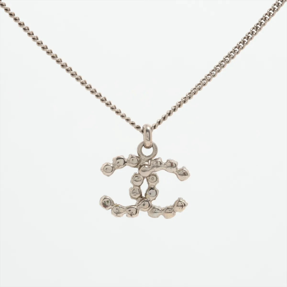 Coco Mark 04V Necklace, GP x Rhinestone, Silver. Shows — view 2