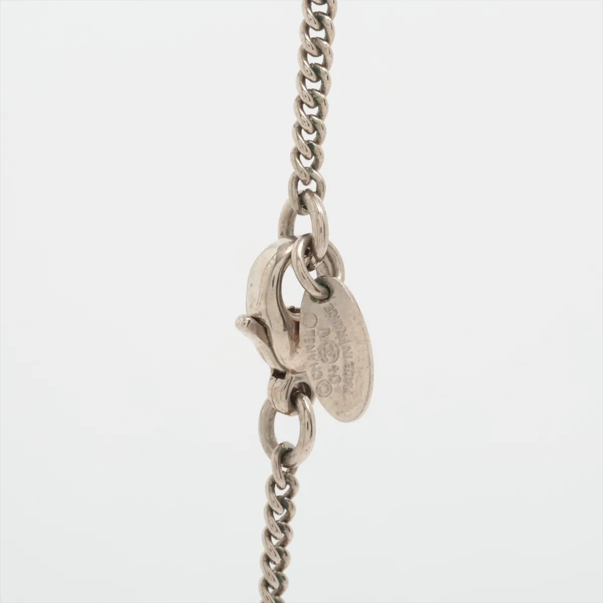 Coco Mark 04V Necklace, GP x Rhinestone, Silver. Shows — view 3