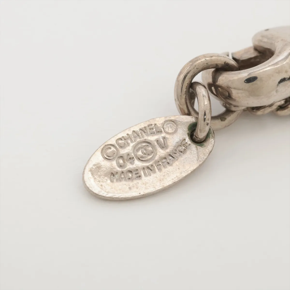 Coco Mark 04V Necklace, GP x Rhinestone, Silver. Shows — view 4