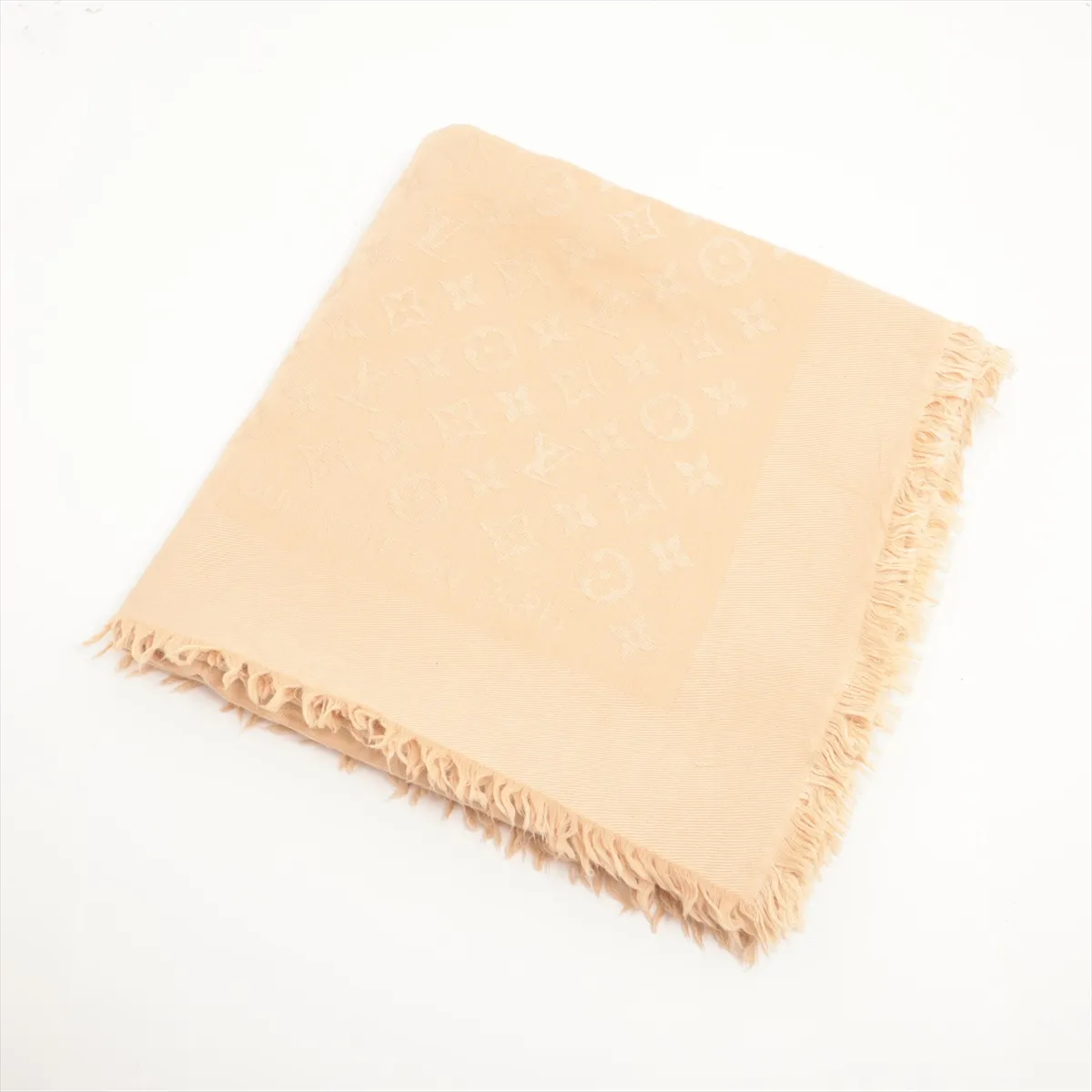 402336 Shawl Monogram Stole Wool x Silk Beige