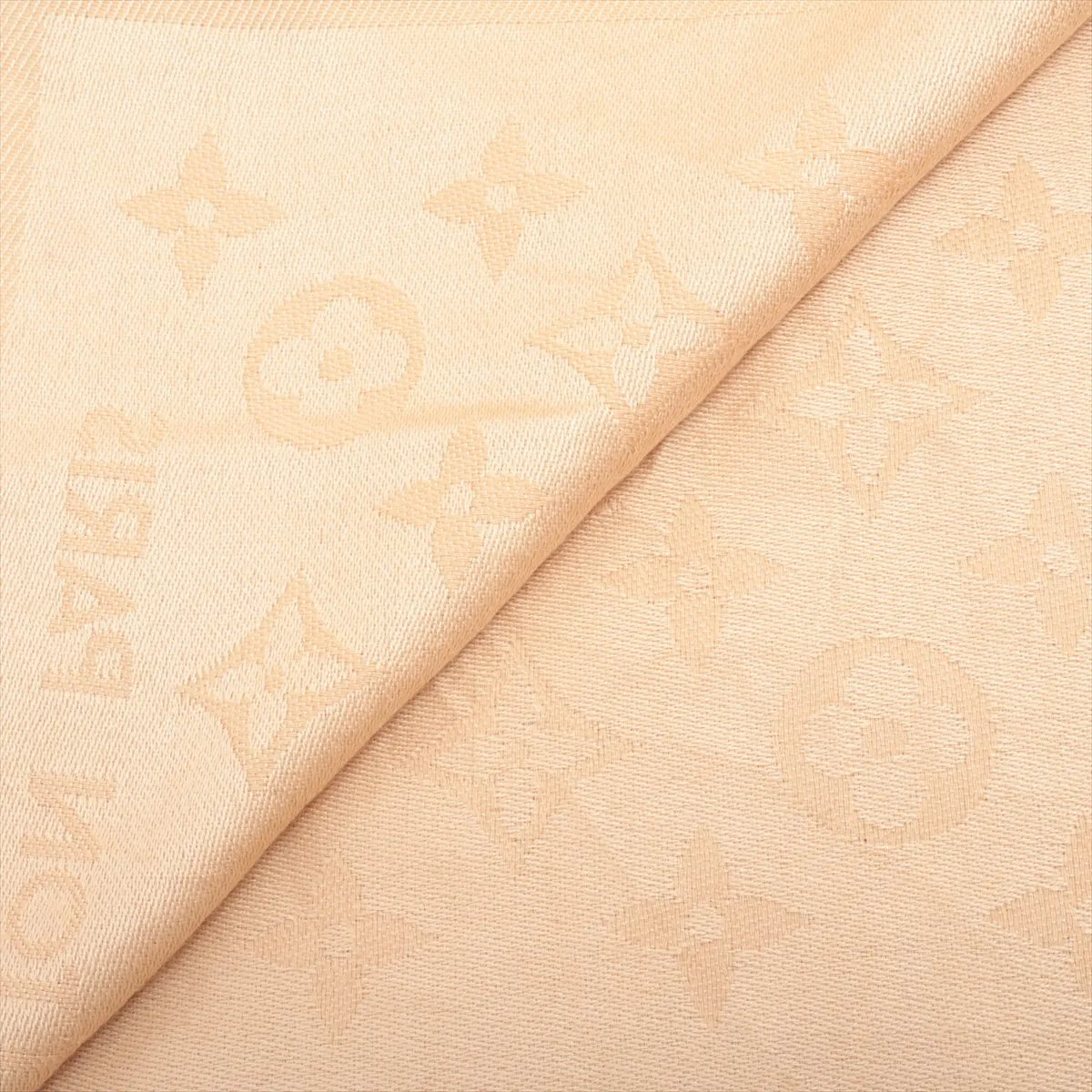 402336 Shawl Monogram Stole Wool x Silk Beige — view 2