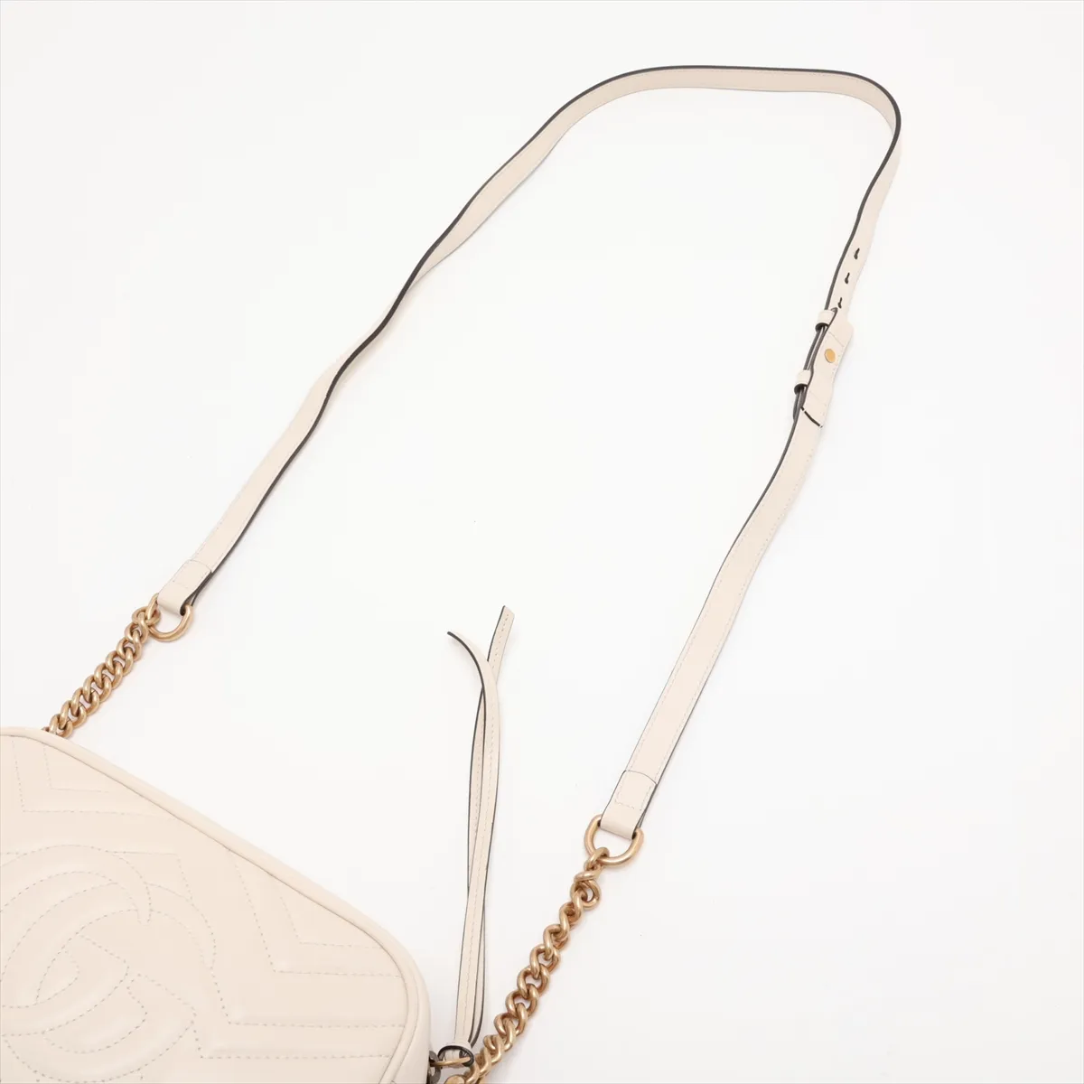 GG Marmont Leather Chain Shoulder Bag, White, 447632 — view 5