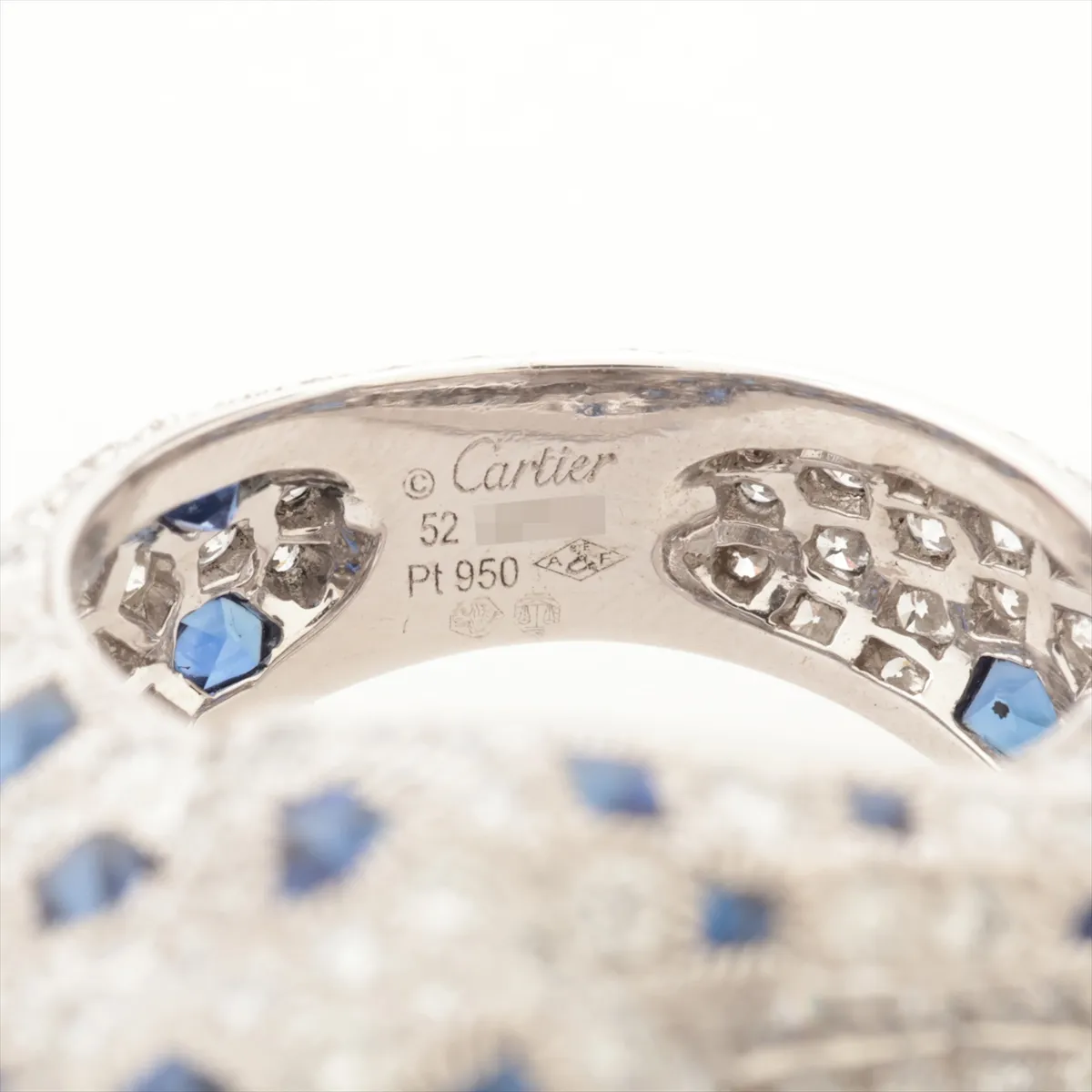 Panthère de Cartier Diamond Sapphire Ring Pt950 26.0g 52 IAE613 Small stone — view 3