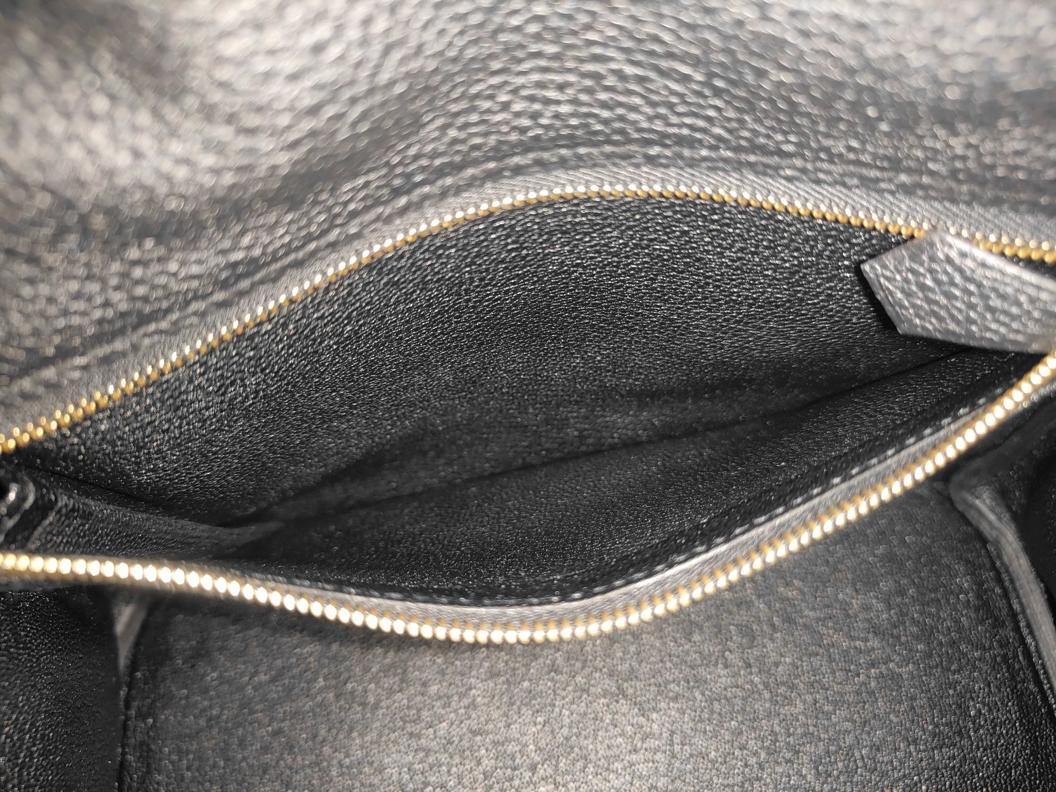 Kelly 25 Black Togo Leather Handbag with Gold Hardware and Gold Stamp — view 9