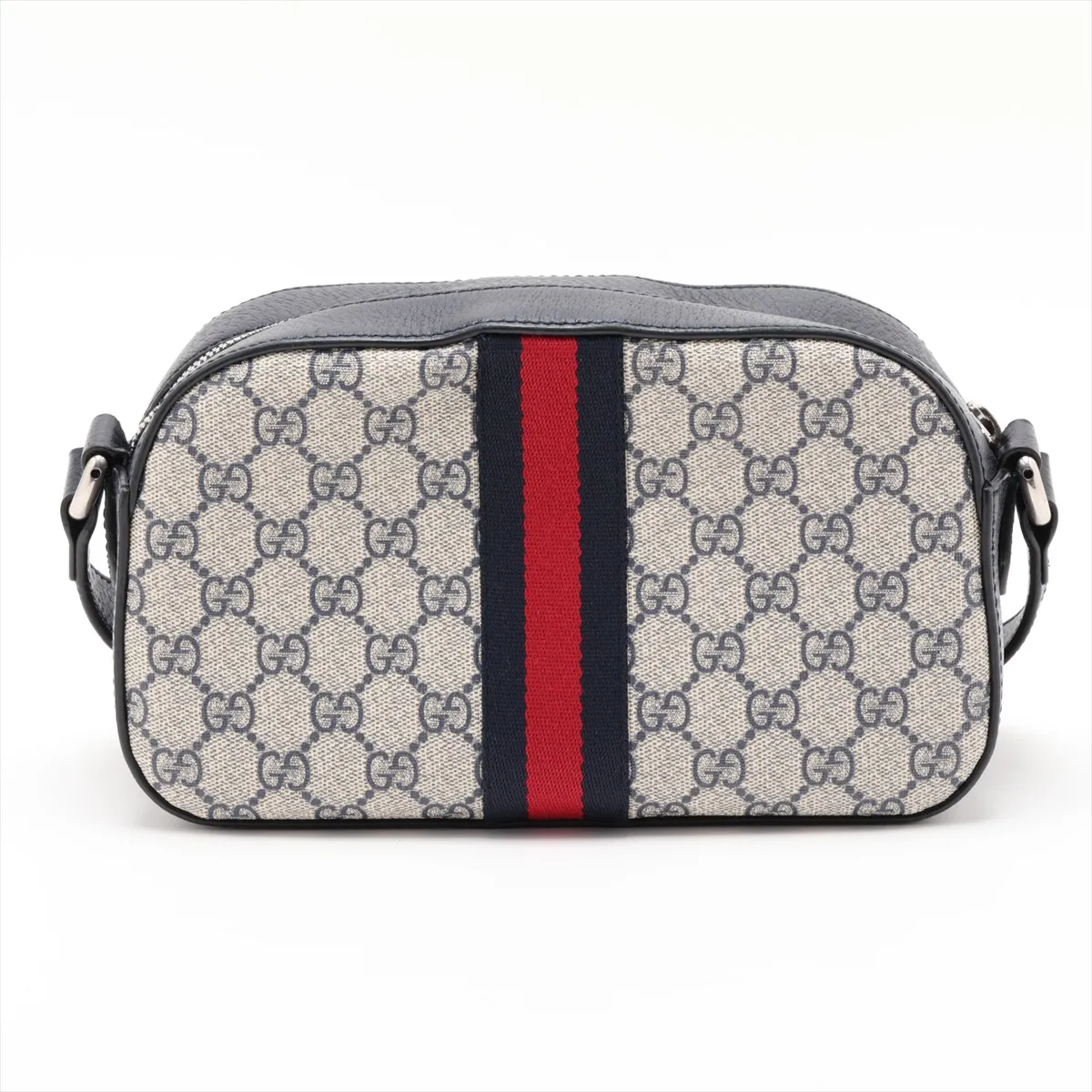 GG Supreme Ophidia PVC x Leather Shoulder Bag, Navy x Beige, 681064 — view 2