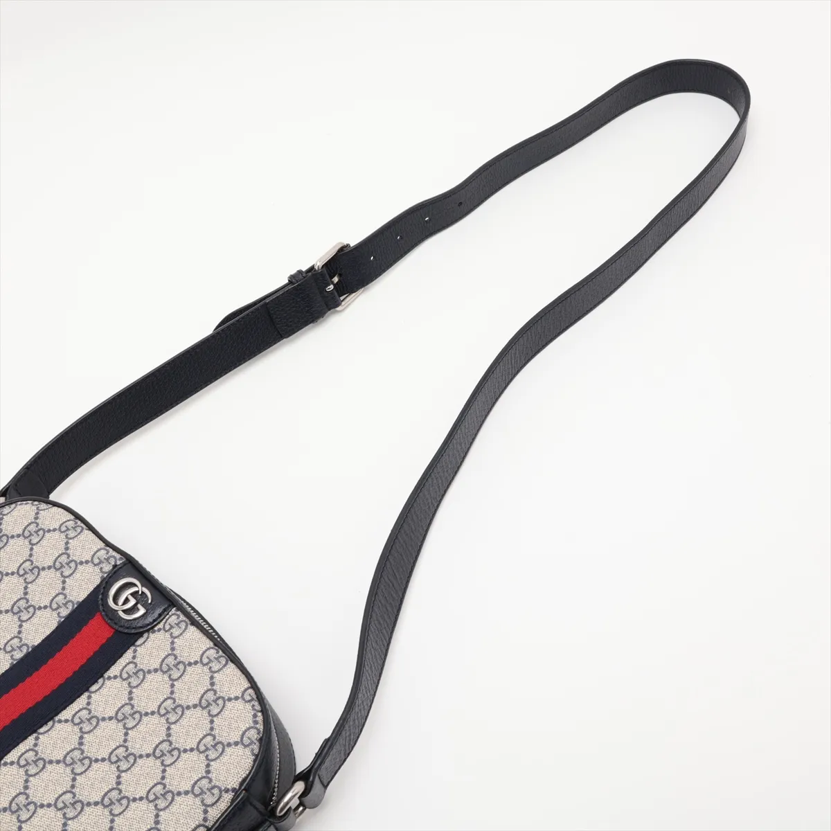 GG Supreme Ophidia PVC x Leather Shoulder Bag, Navy x Beige, 681064 — view 5
