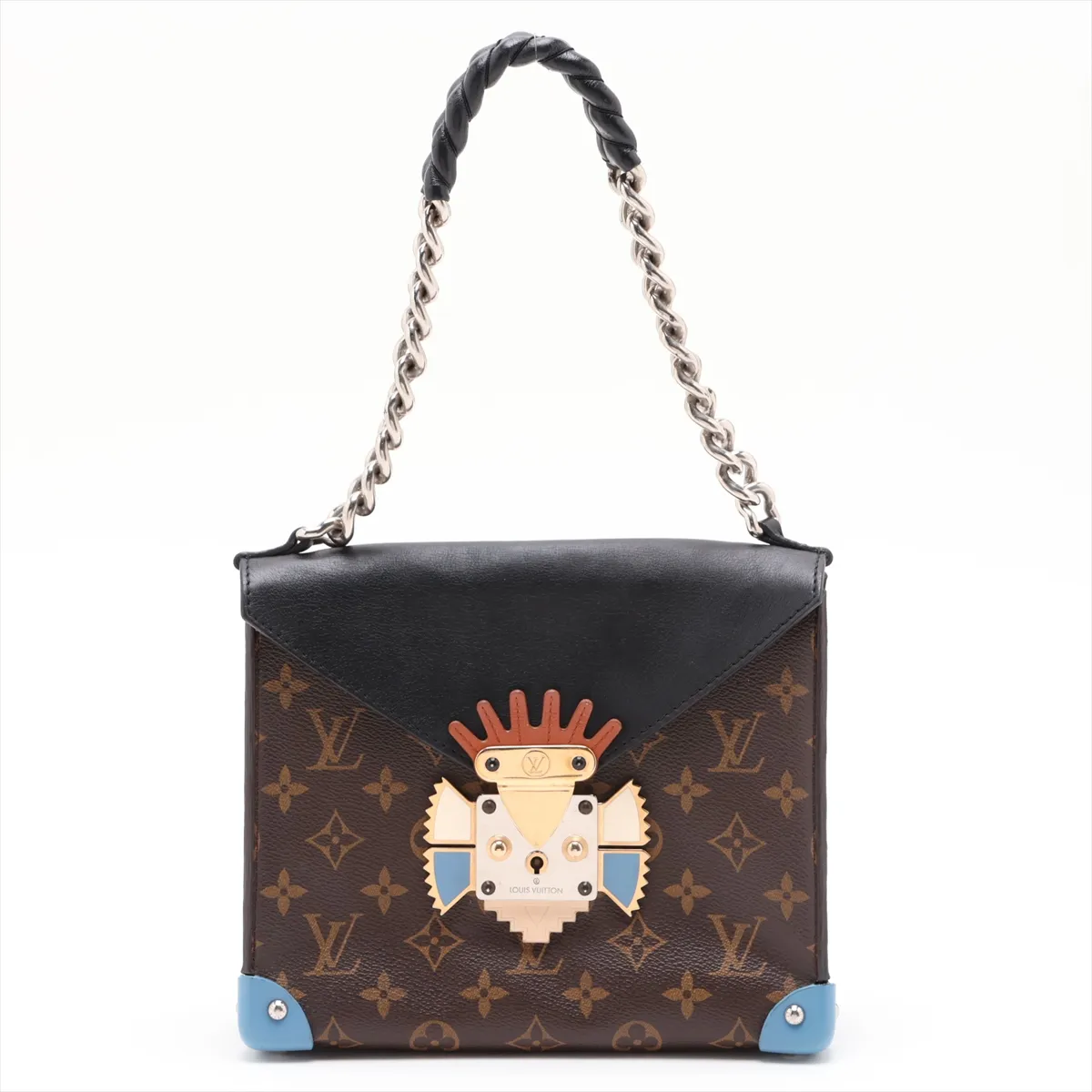 Monogram x Leather Pochette Mask GM M50130 FL4154 Brown x Black with Key