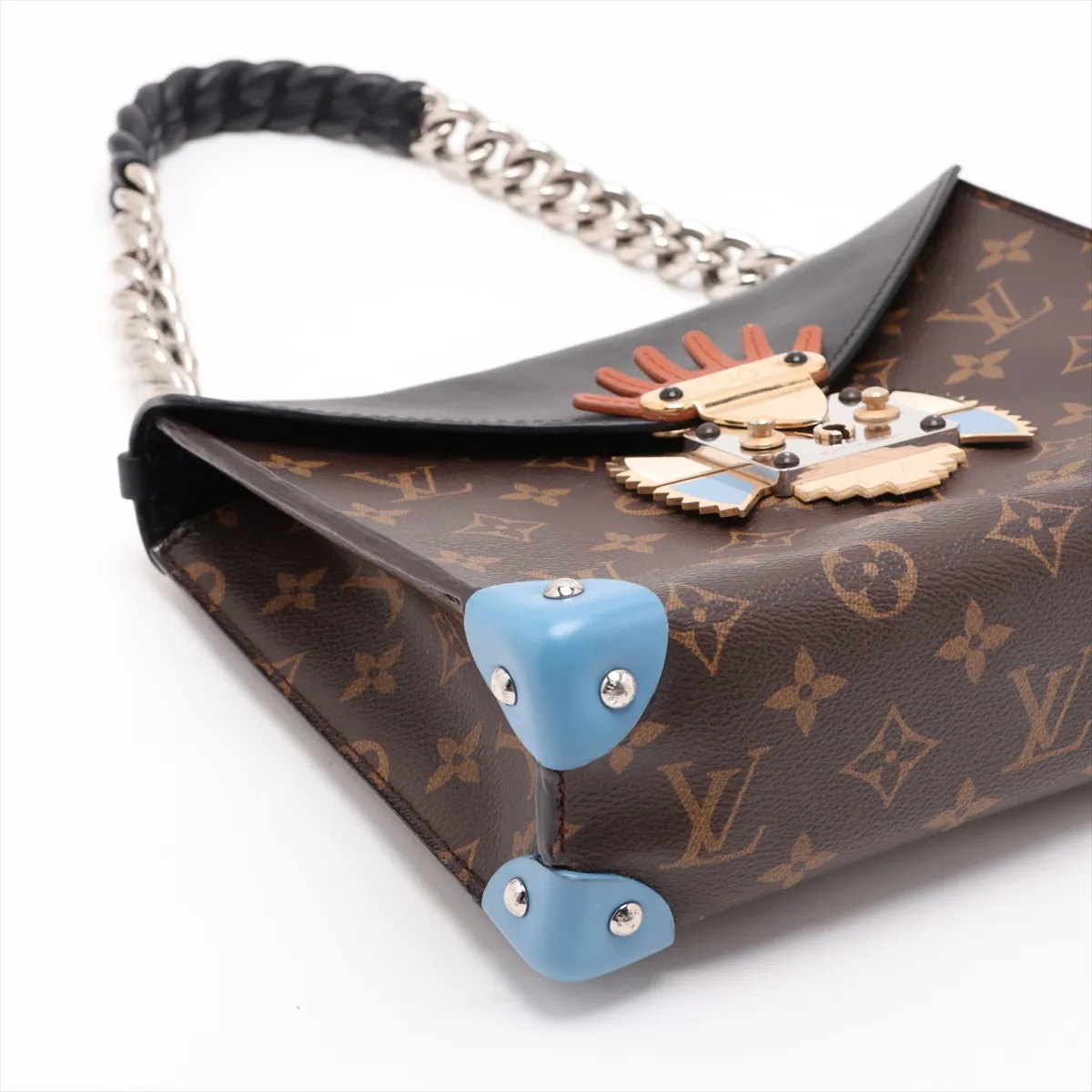 Monogram x Leather Pochette Mask GM M50130 FL4154 Brown x Black with Key — view 4