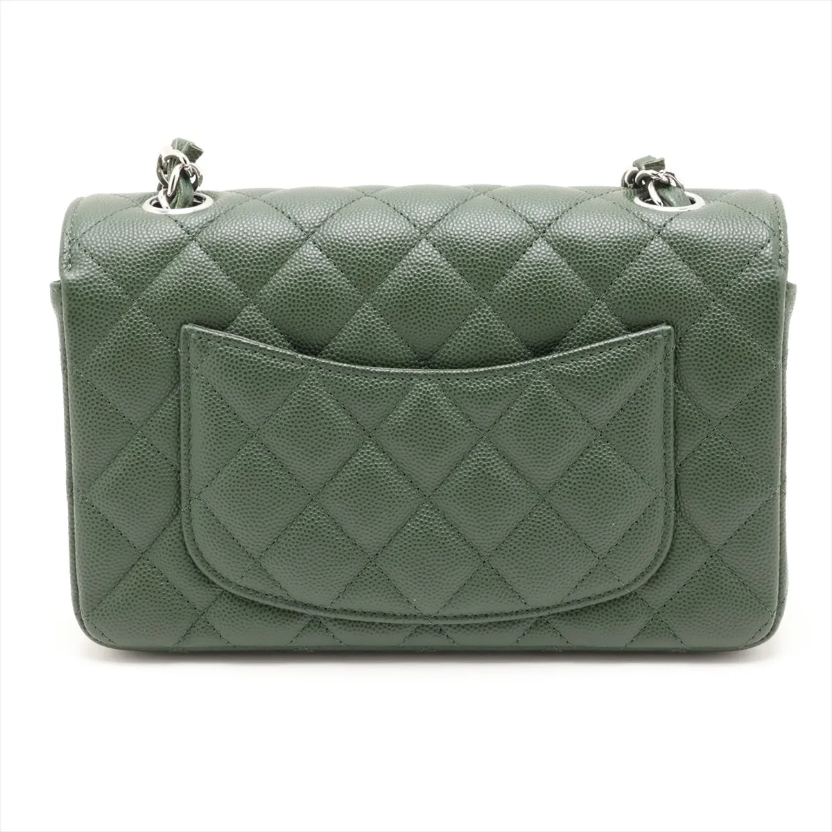 [Individually packaged] Chanel Mini Matelassé 20 Caviar Skin Single Flap Single Chain Bag, Green, Silver Hardware, 25068023, Serial Number , A69900 — view 2