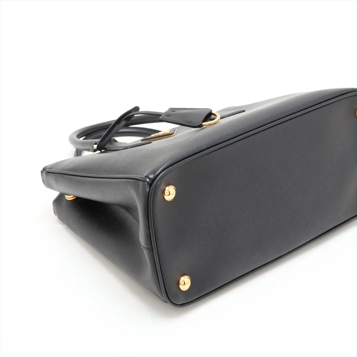 Saffiano Lux Leather 2-Way Handbag, Black, 1BA863, Unsigned Guarantee Card — view 4