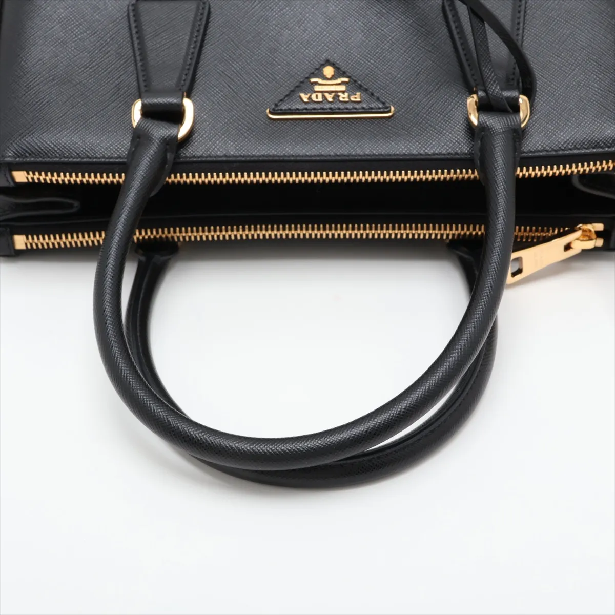 Saffiano Lux Leather 2-Way Handbag, Black, 1BA863, Unsigned Guarantee Card — view 5