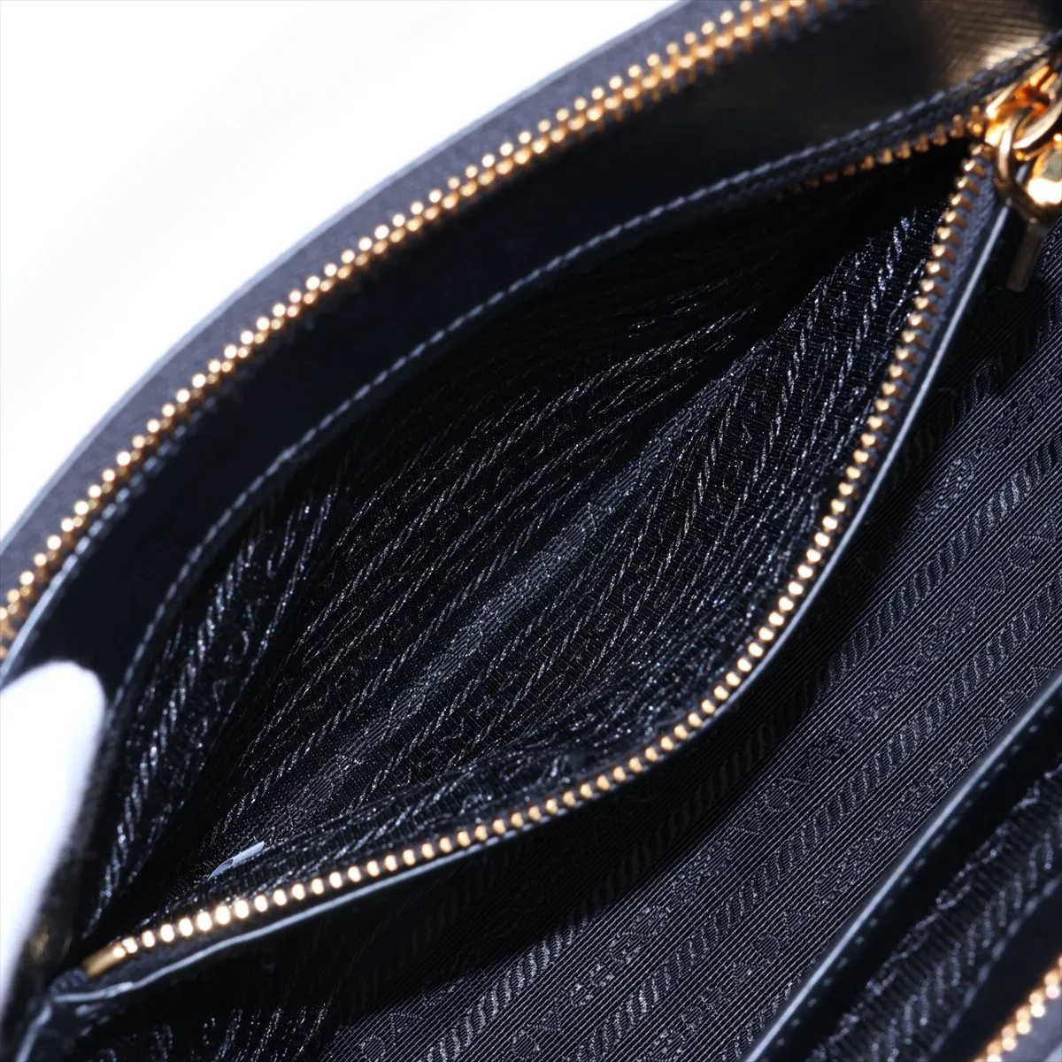 Saffiano Lux Leather 2-Way Handbag, Black, 1BA863, Unsigned Guarantee Card — view 9