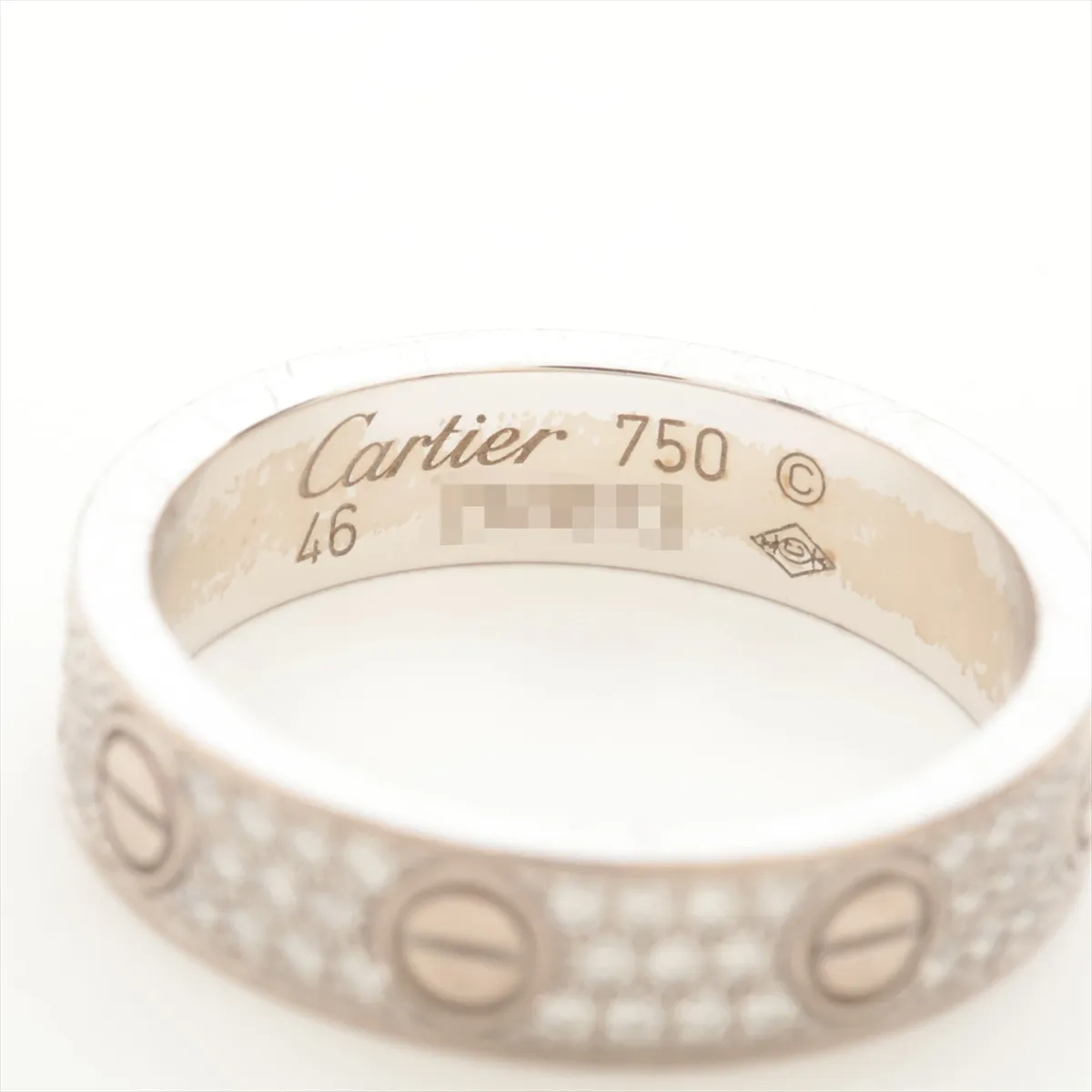 Love SM Pave Diamond Ring 750 (WG) 3.6g Size 46 ZM1673 — view 3
