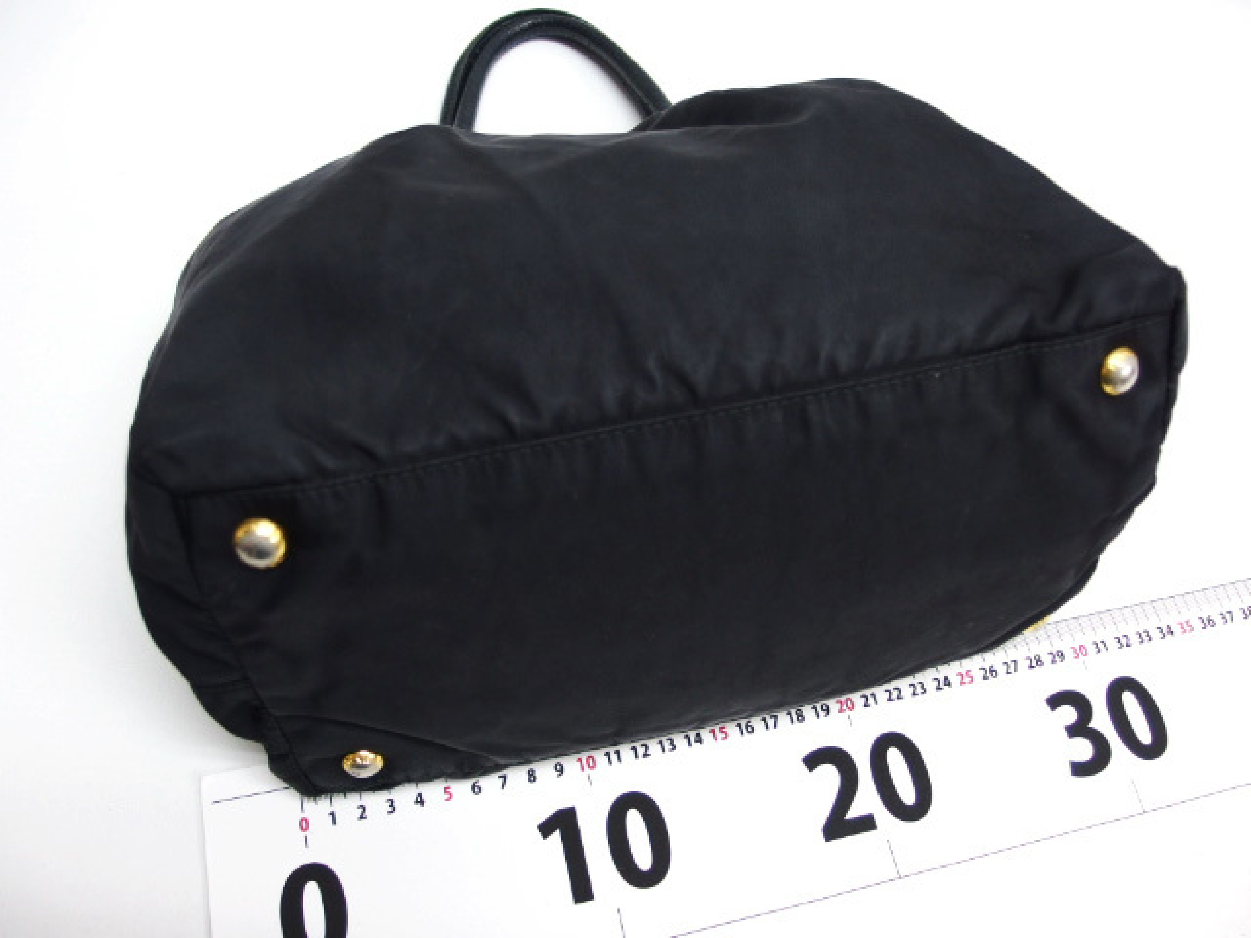 Nylon Ribbon Tote Bag, Black, Logo Handbag — view 2