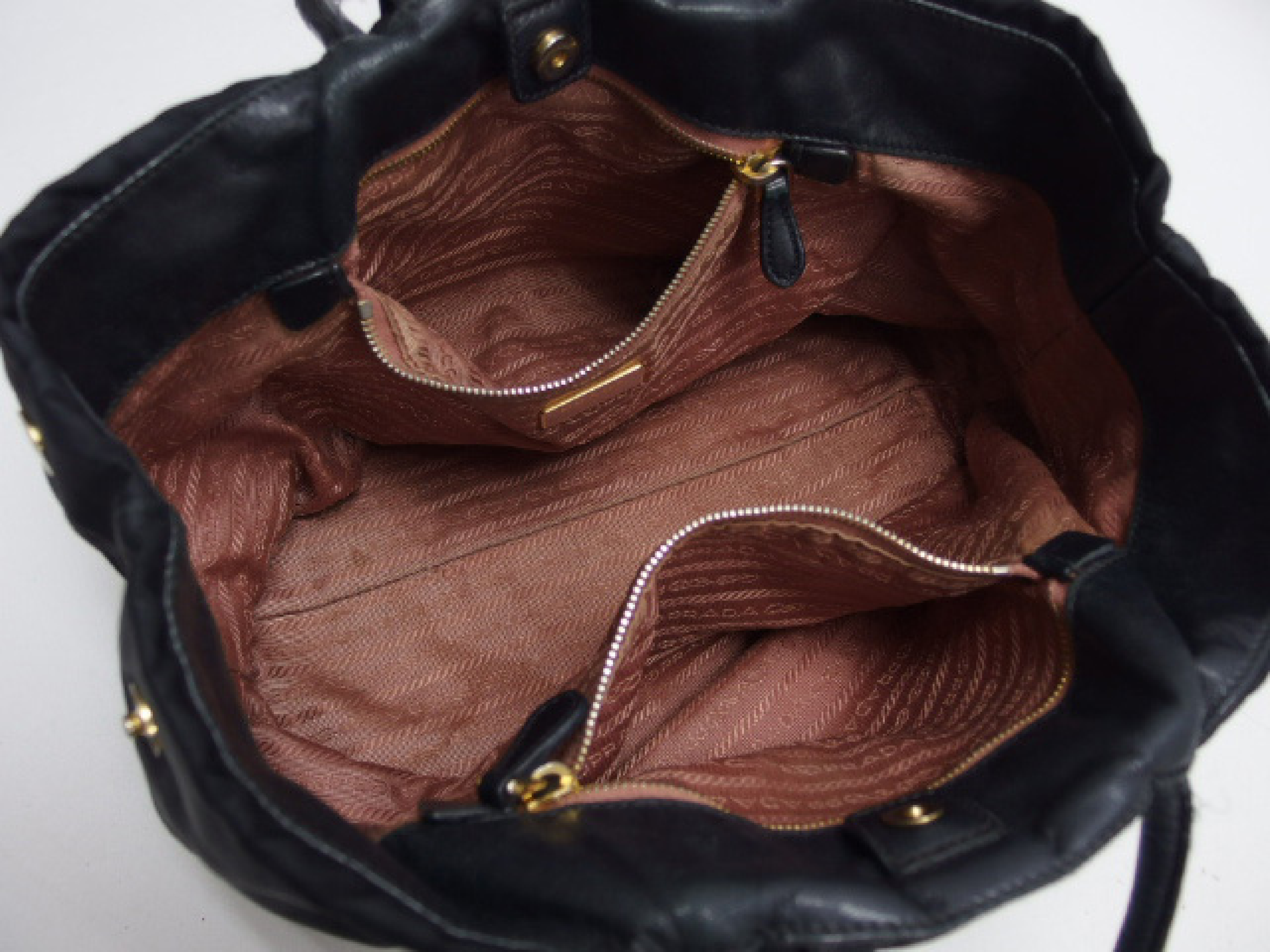 Nylon Ribbon Tote Bag, Black, Logo Handbag — view 3