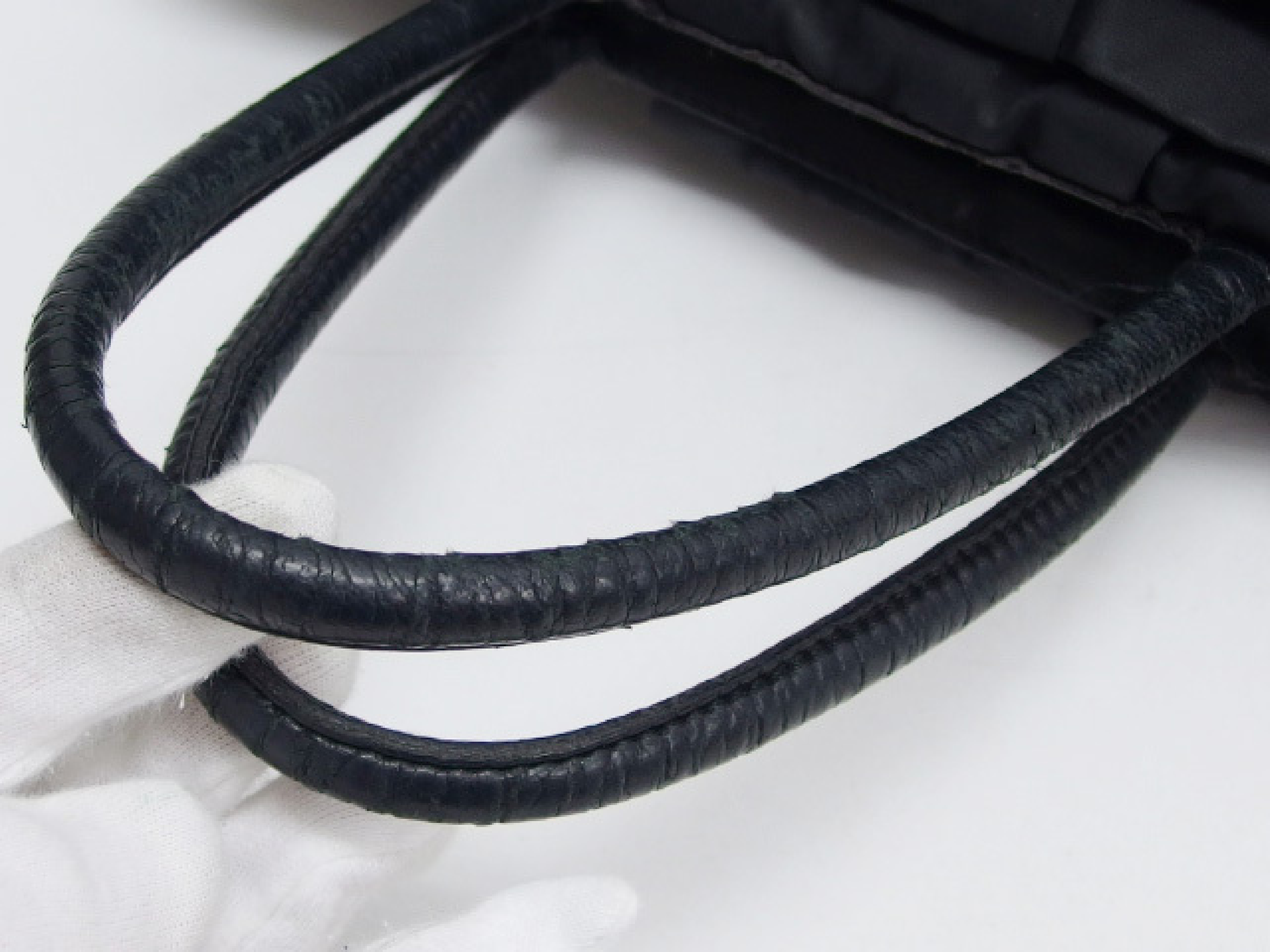 Nylon Ribbon Tote Bag, Black, Logo Handbag — view 4