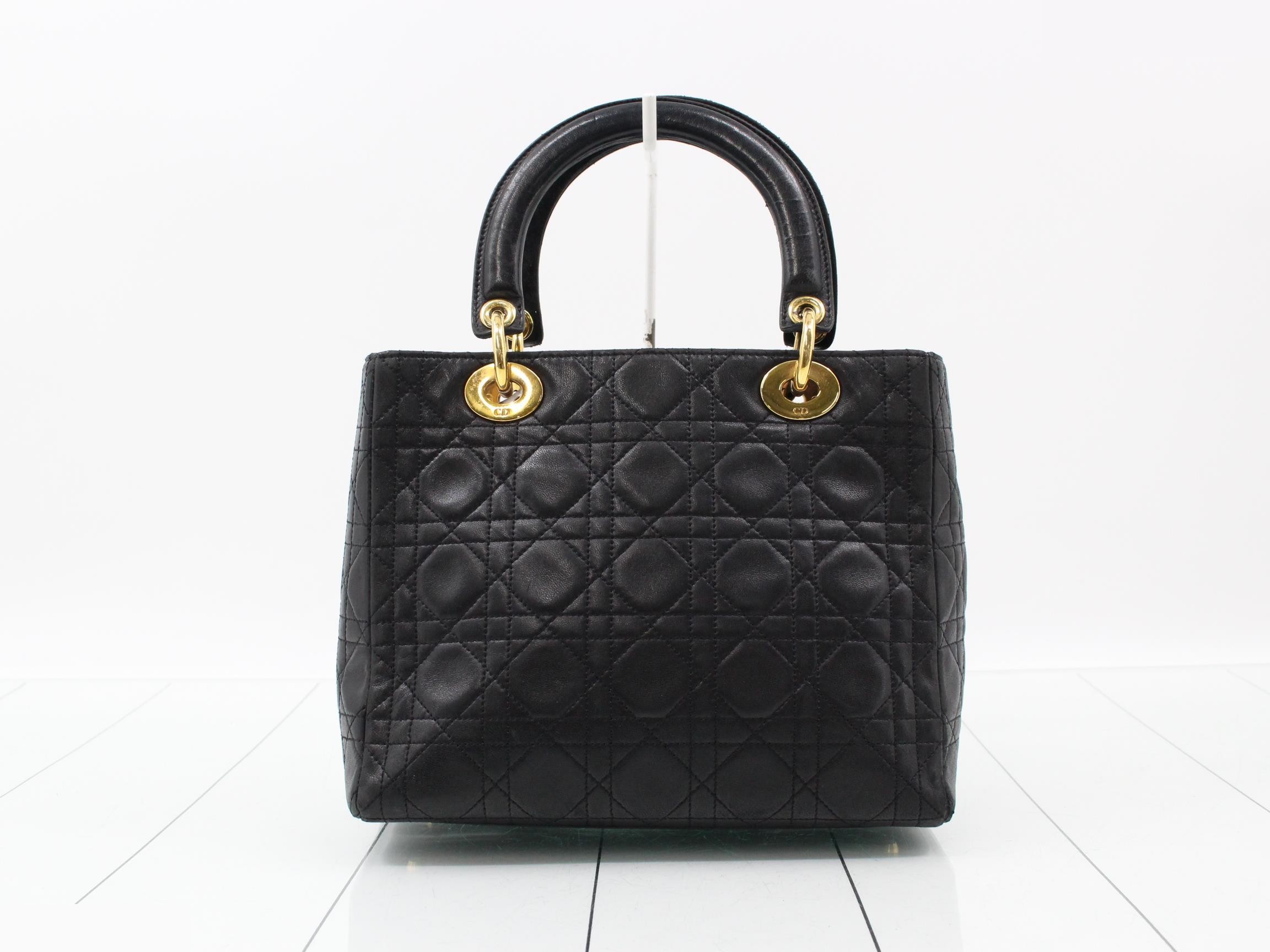 Lady Dior Lambskin Black Cannage 2-Way Handbag with Strap — view 2