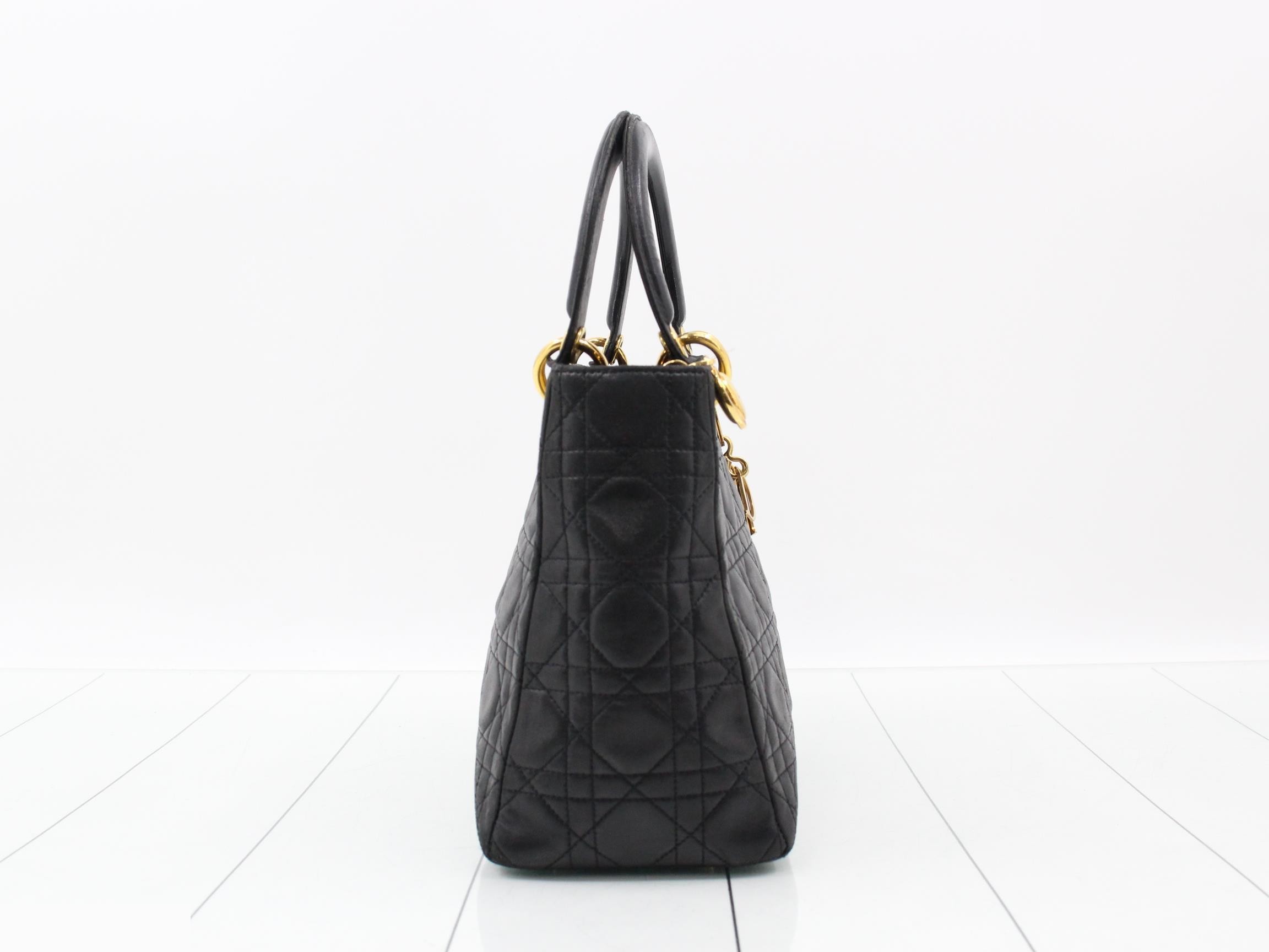 Lady Dior Lambskin Black Cannage 2-Way Handbag with Strap — view 4