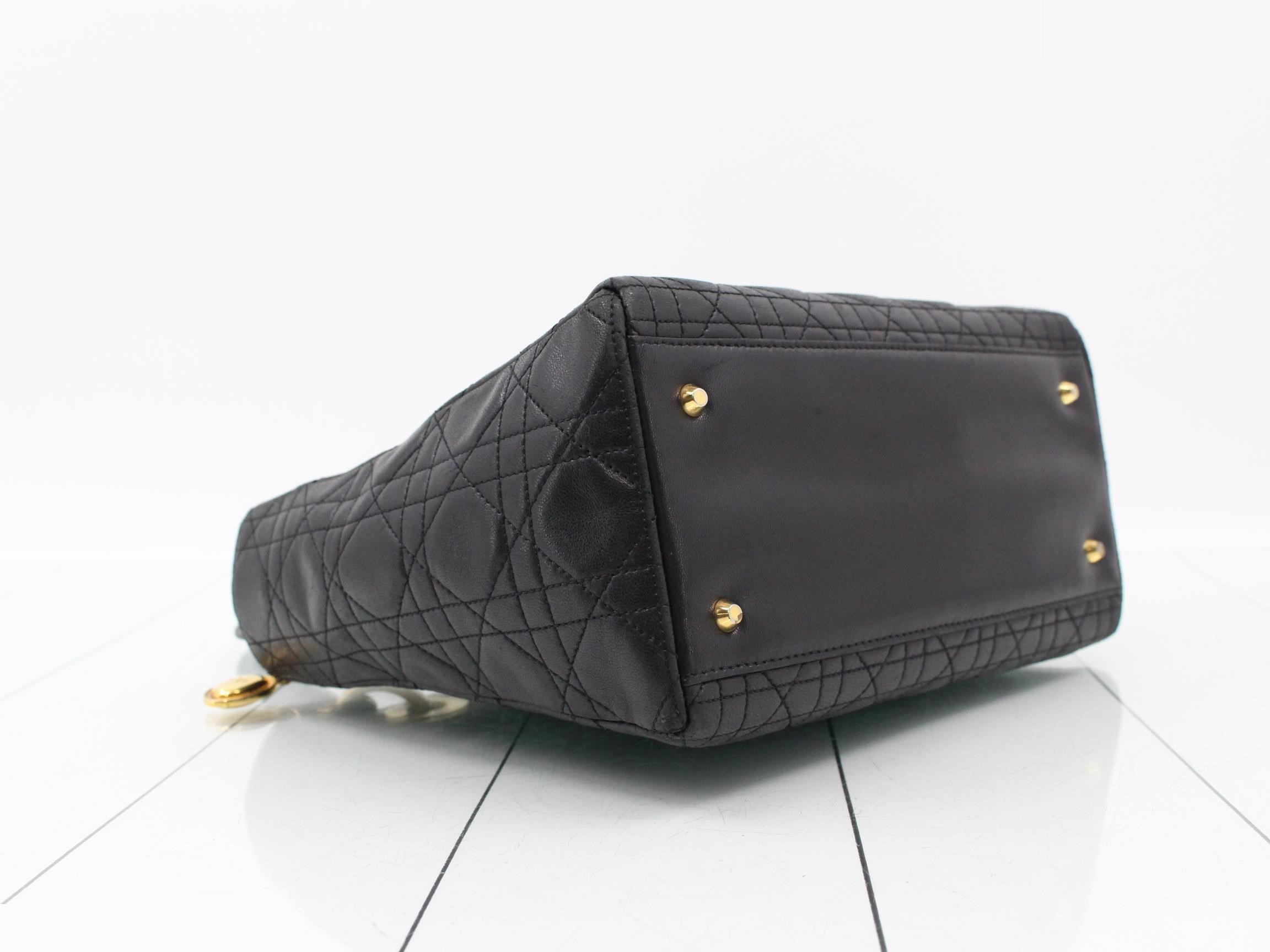 Lady Dior Lambskin Black Cannage 2-Way Handbag with Strap — view 5