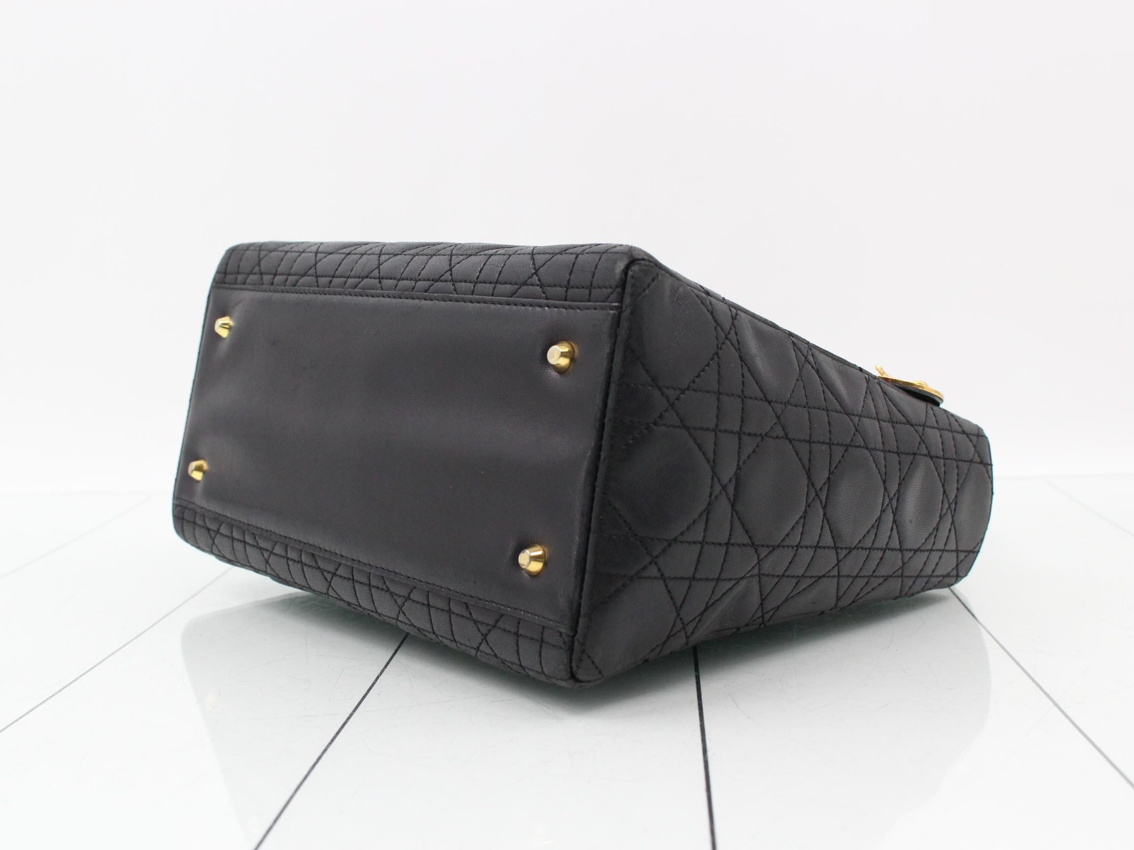 Lady Dior Lambskin Black Cannage 2-Way Handbag with Strap — view 6