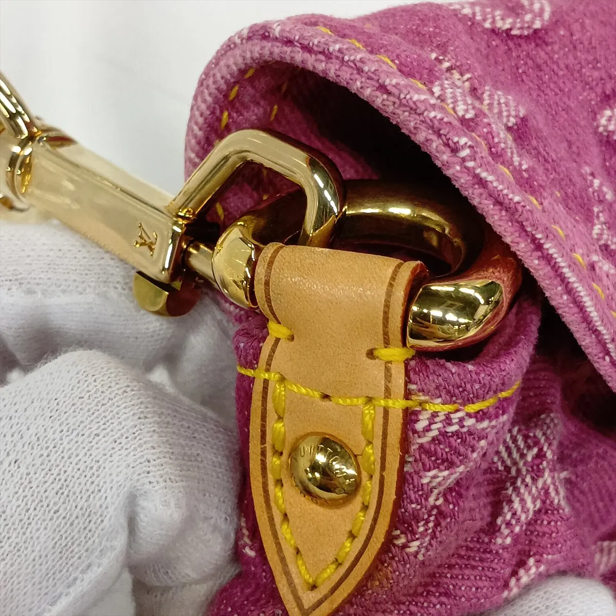 Monogram Denim Mini Pleaty M95216 SD0046 Pink x White — view 11