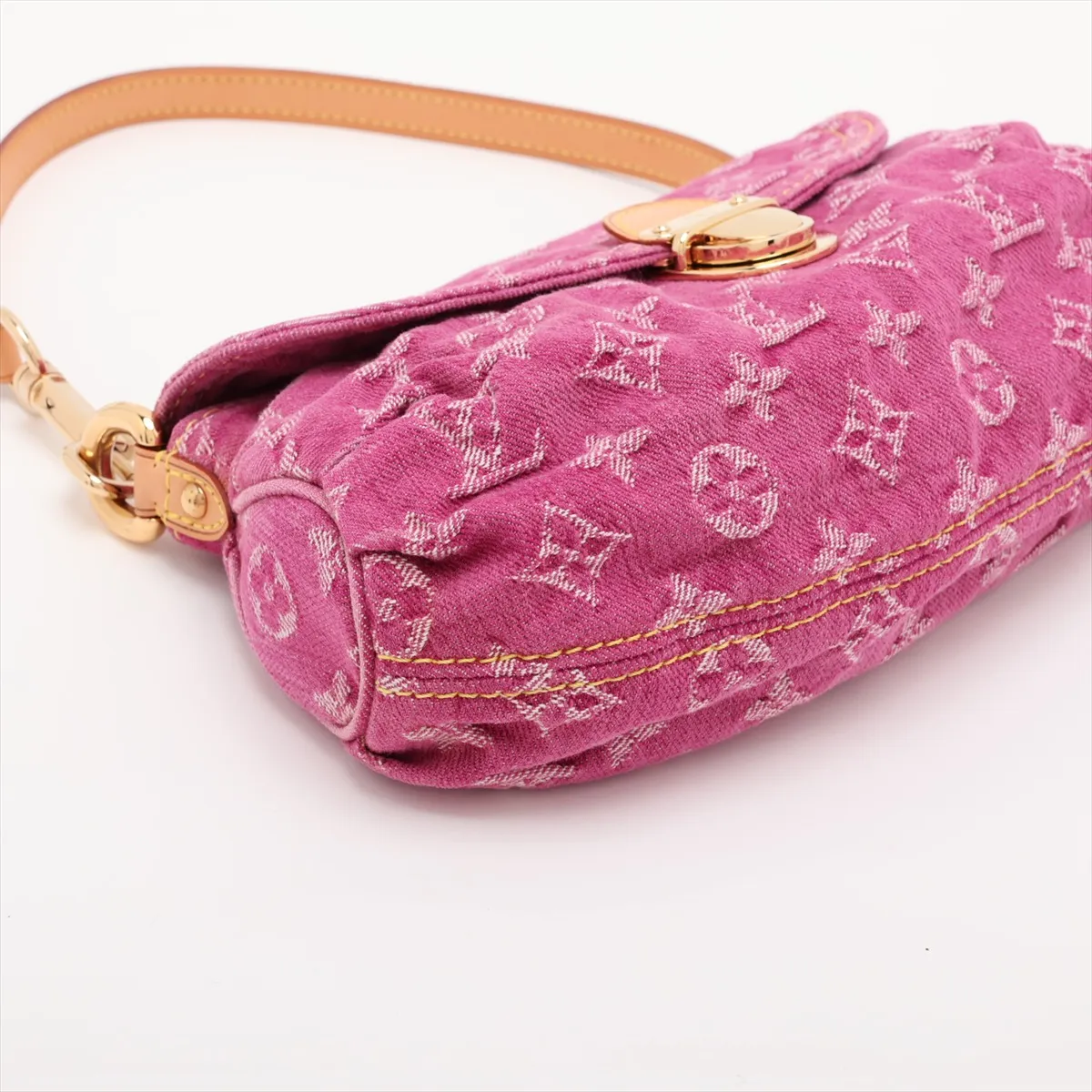 Monogram Denim Mini Pleaty M95216 SD0046 Pink x White — view 4