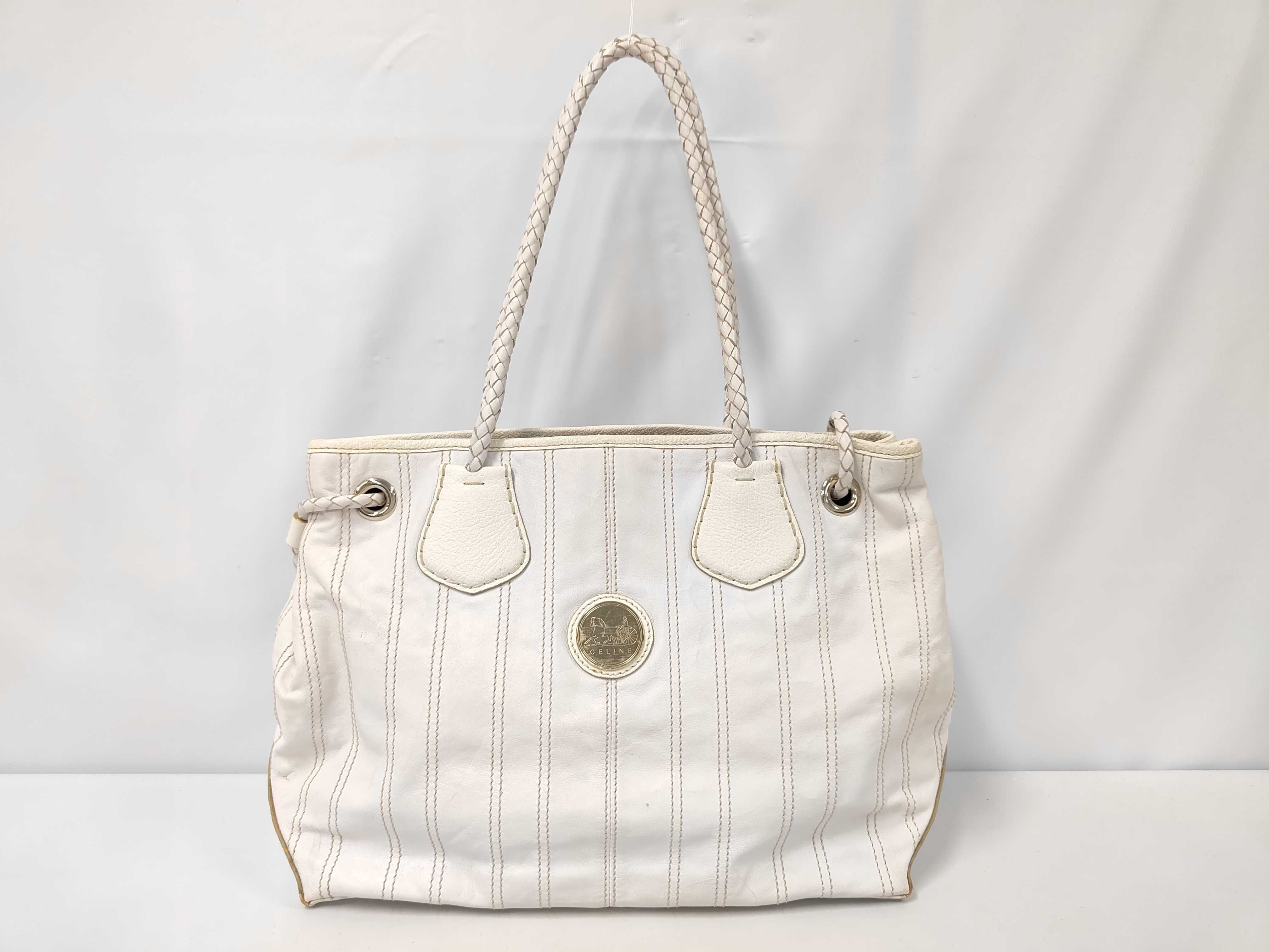 Leather Tote Bag, White Tote Bag