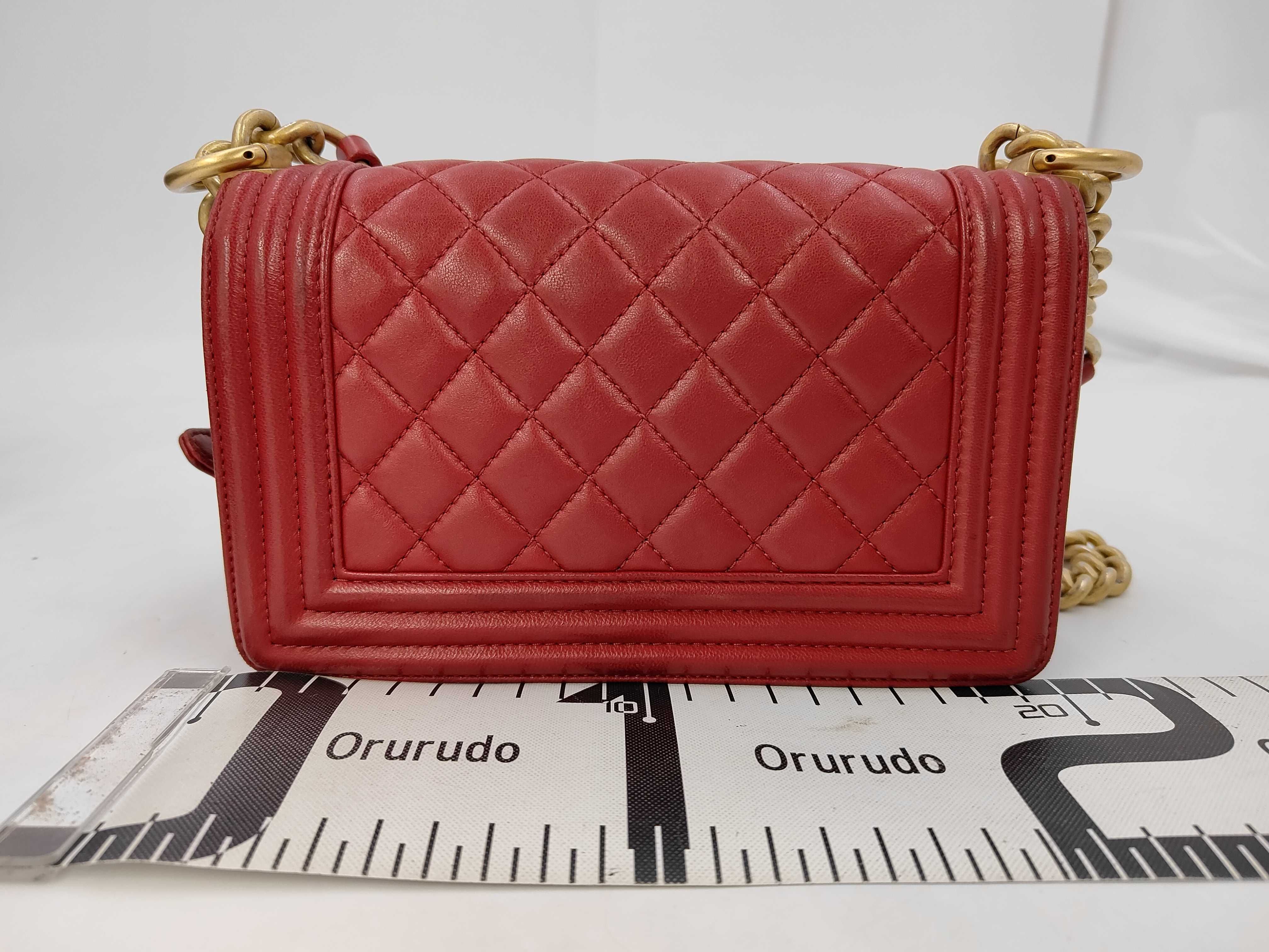 Lambskin Boy Chanel Shoulder Bag with Gold Hardware, Red, Serial Number 24 — view 2