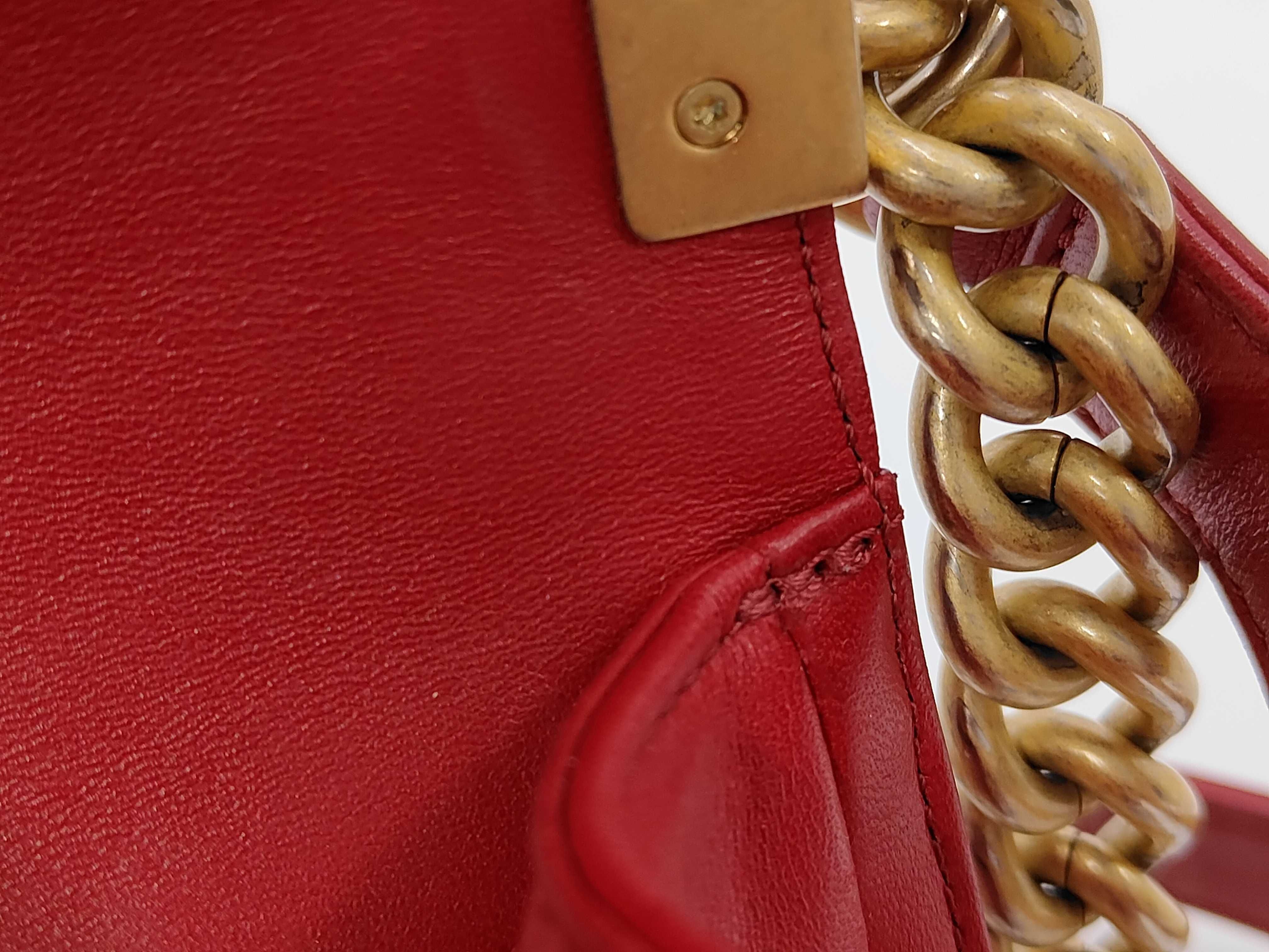 Lambskin Boy Chanel Shoulder Bag with Gold Hardware, Red, Serial Number 24 — view 12