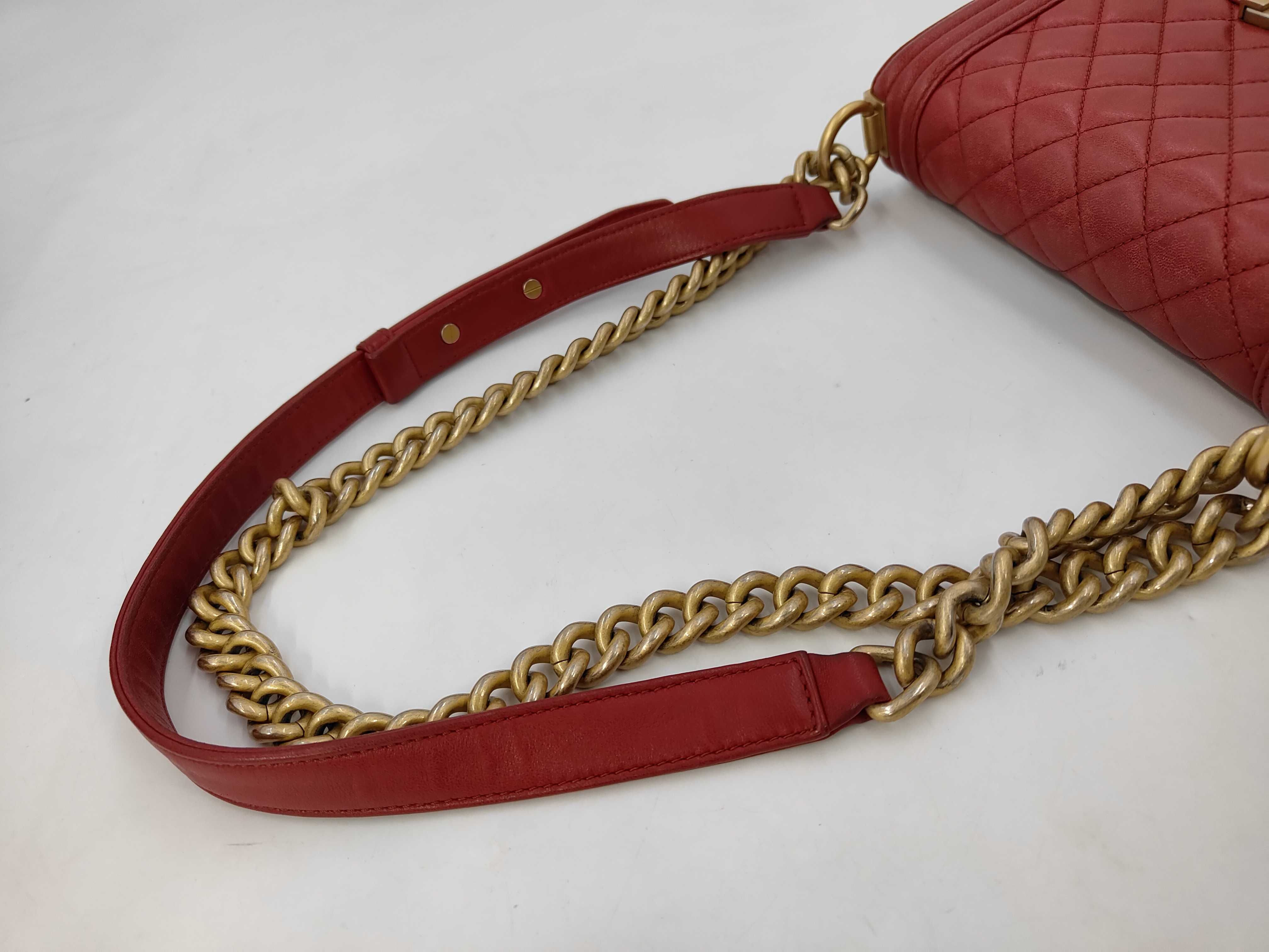 Lambskin Boy Chanel Shoulder Bag with Gold Hardware, Red, Serial Number 24 — view 3