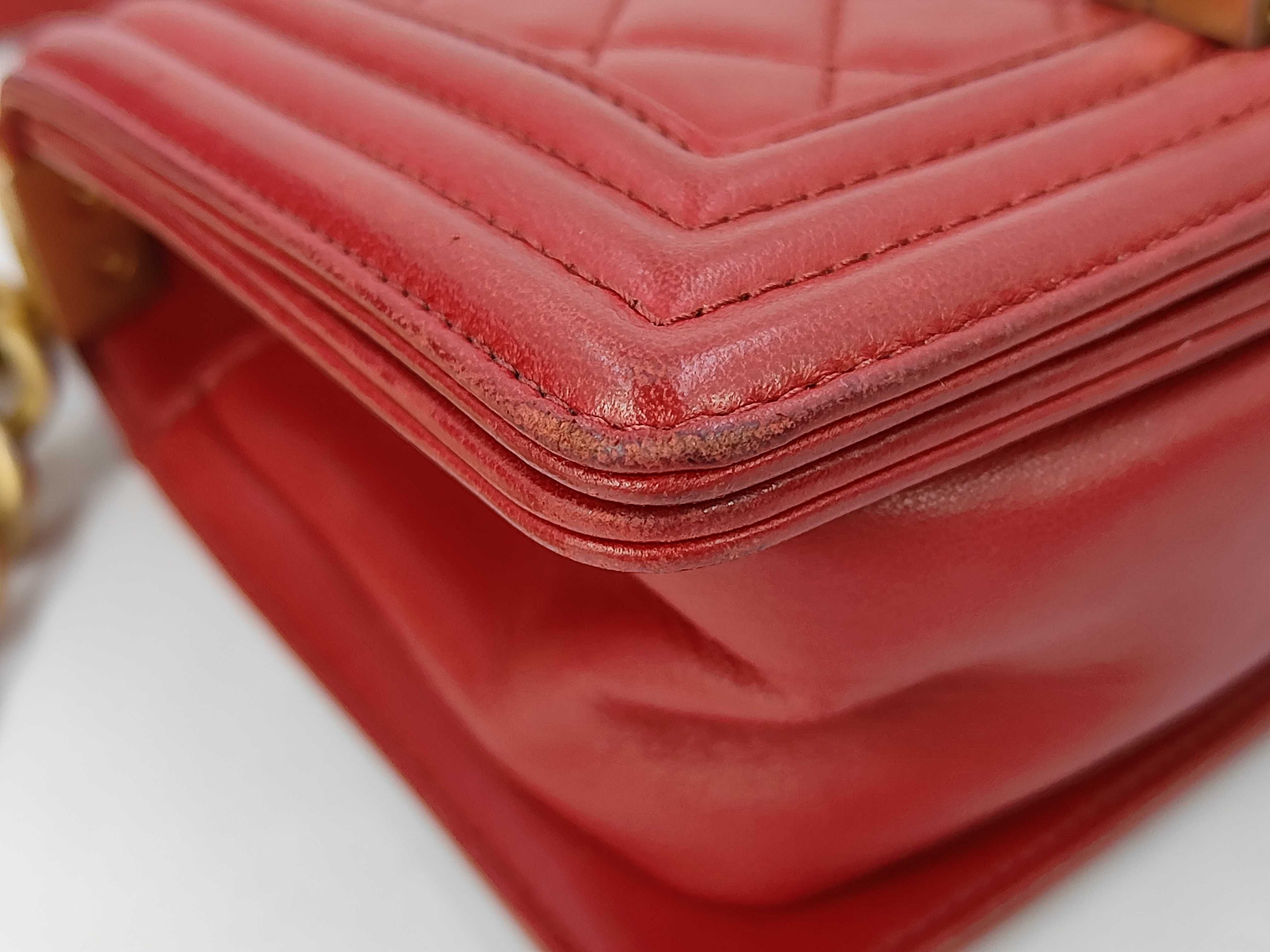 Lambskin Boy Chanel Shoulder Bag with Gold Hardware, Red, Serial Number 24 — view 6