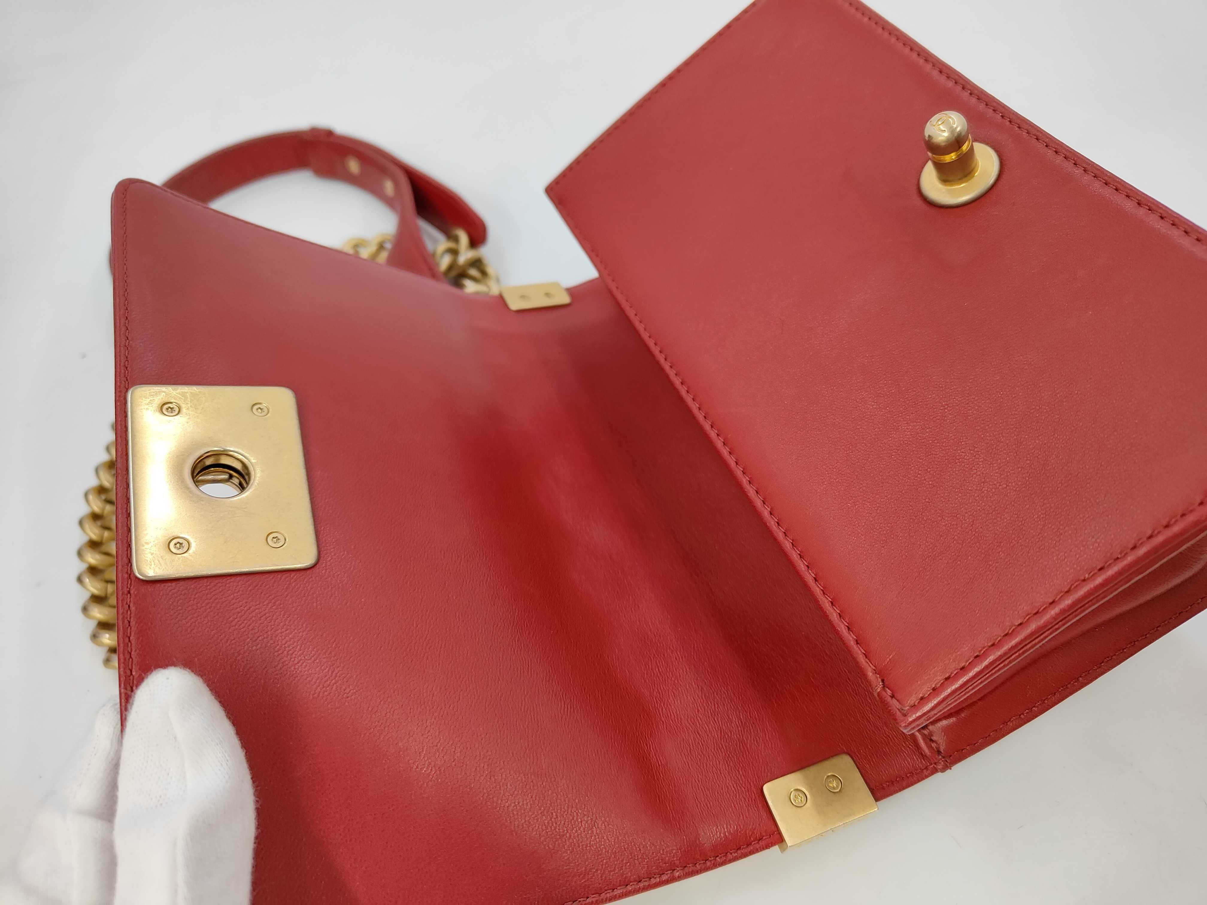 Lambskin Boy Chanel Shoulder Bag with Gold Hardware, Red, Serial Number 24 — view 8