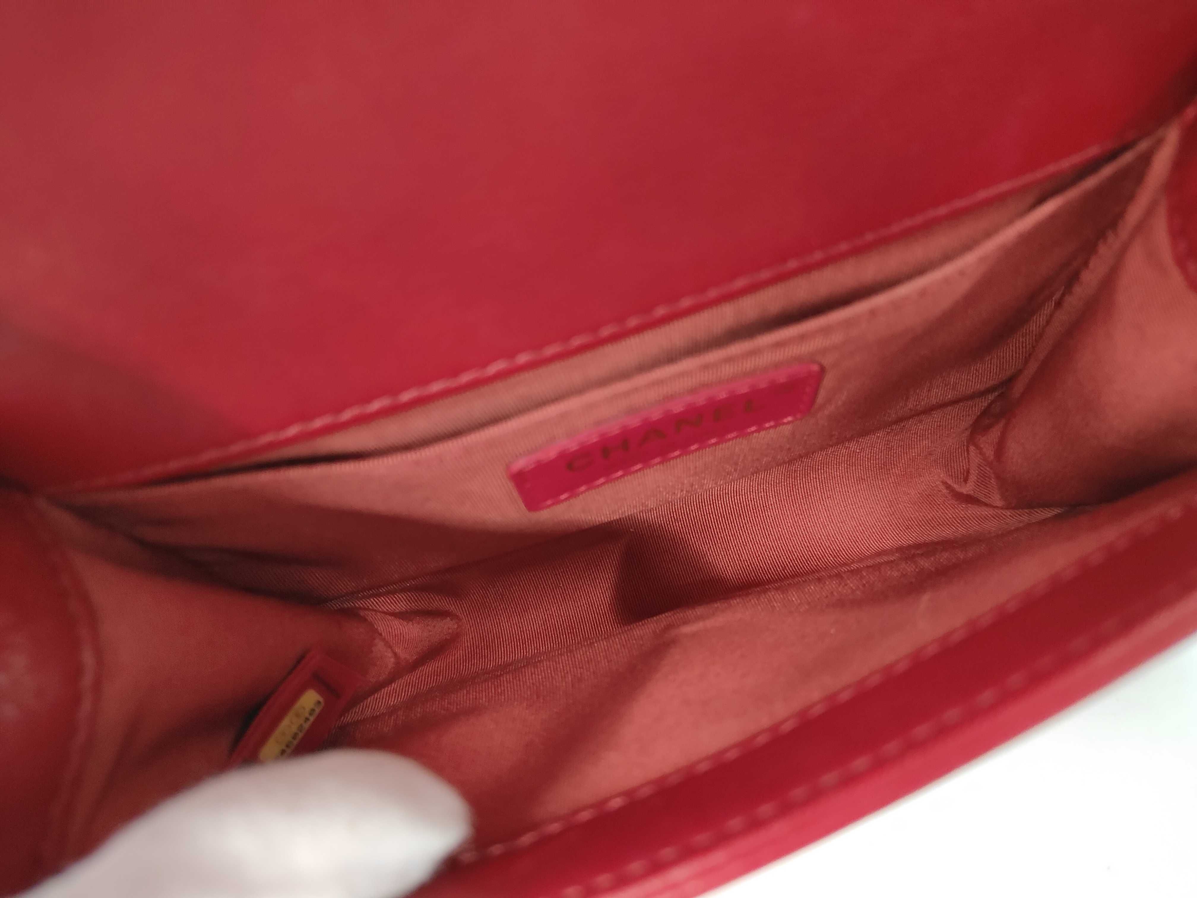 Lambskin Boy Chanel Shoulder Bag with Gold Hardware, Red, Serial Number 24 — view 9