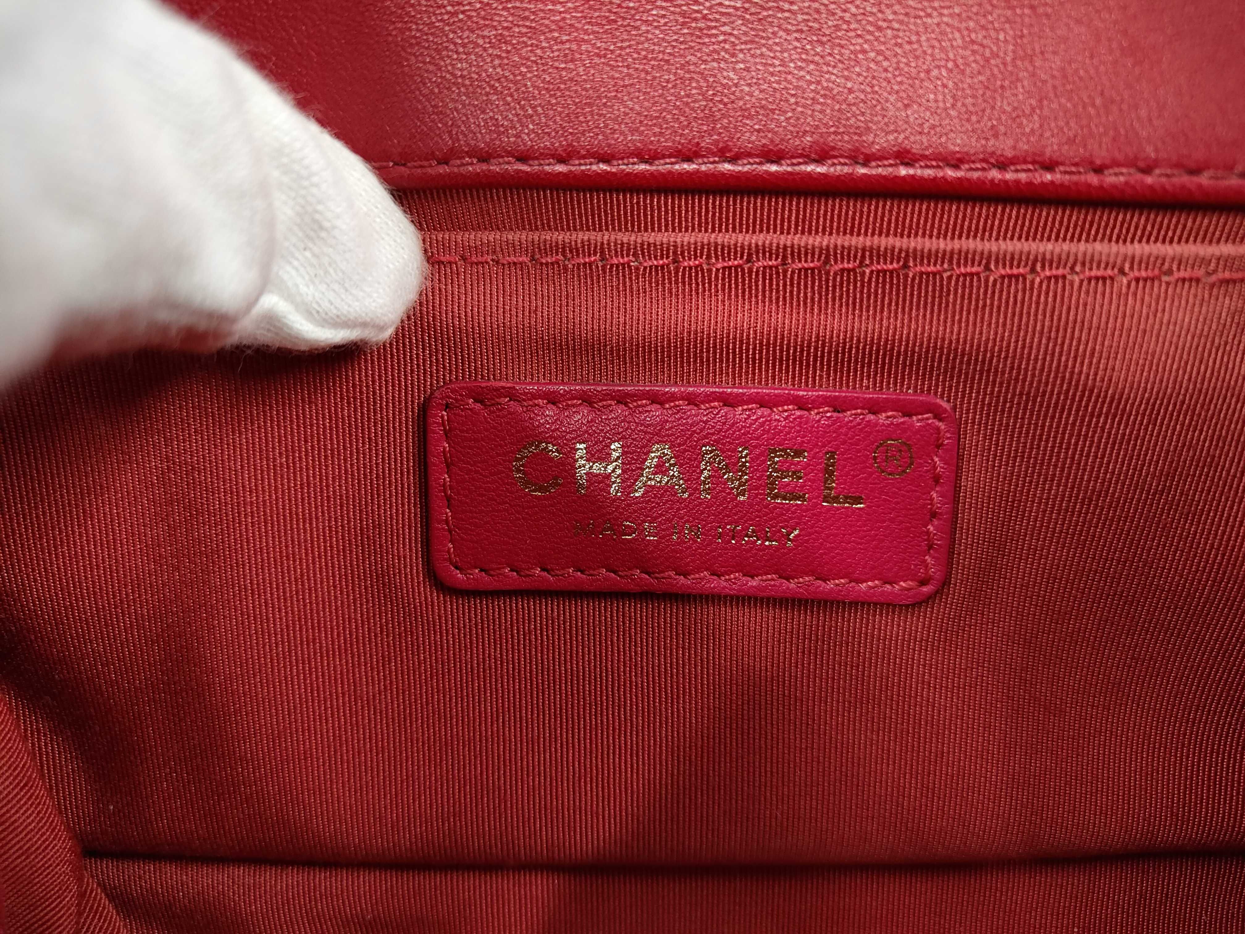 Lambskin Boy Chanel Shoulder Bag with Gold Hardware, Red, Serial Number 24 — view 10