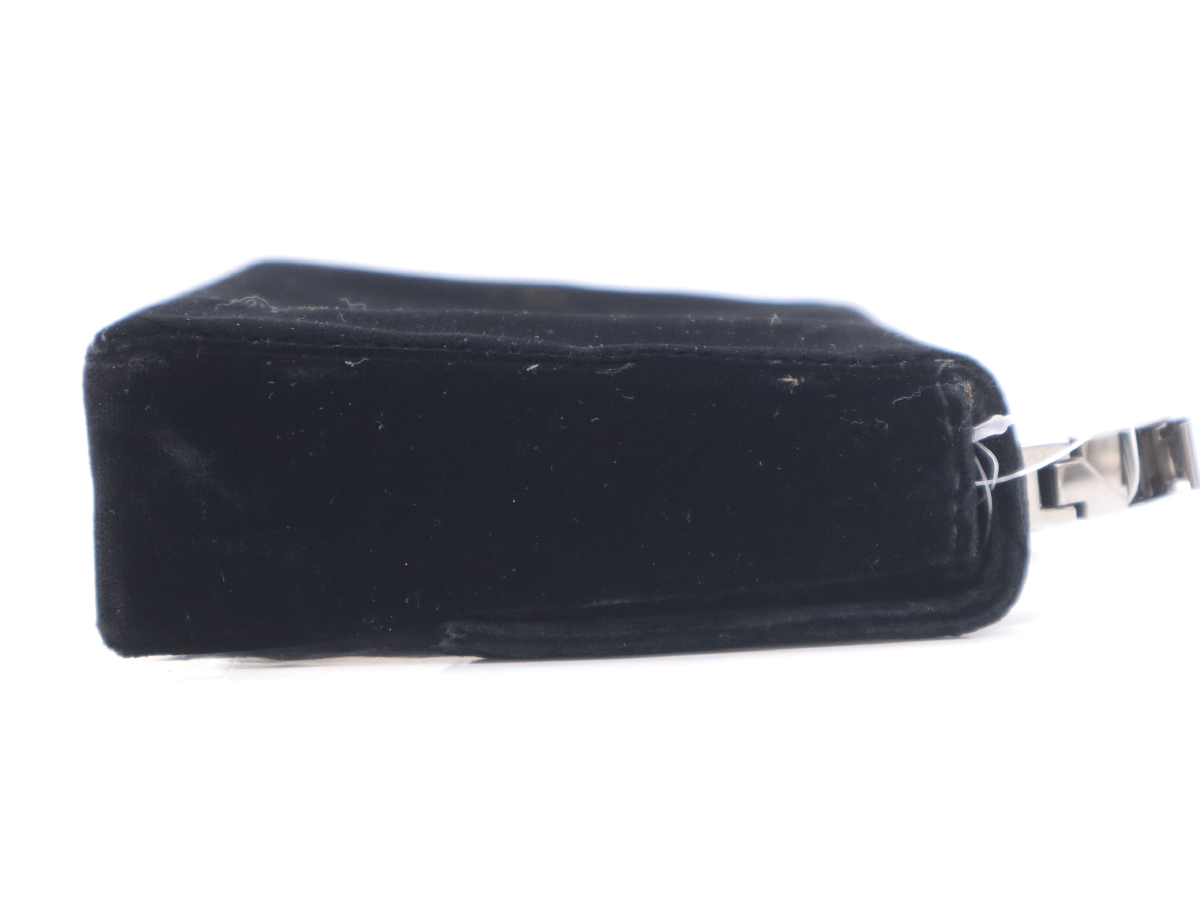 005-0751 Velour Shoulder Bag, Black, Silver Hardware, with Key — view 5