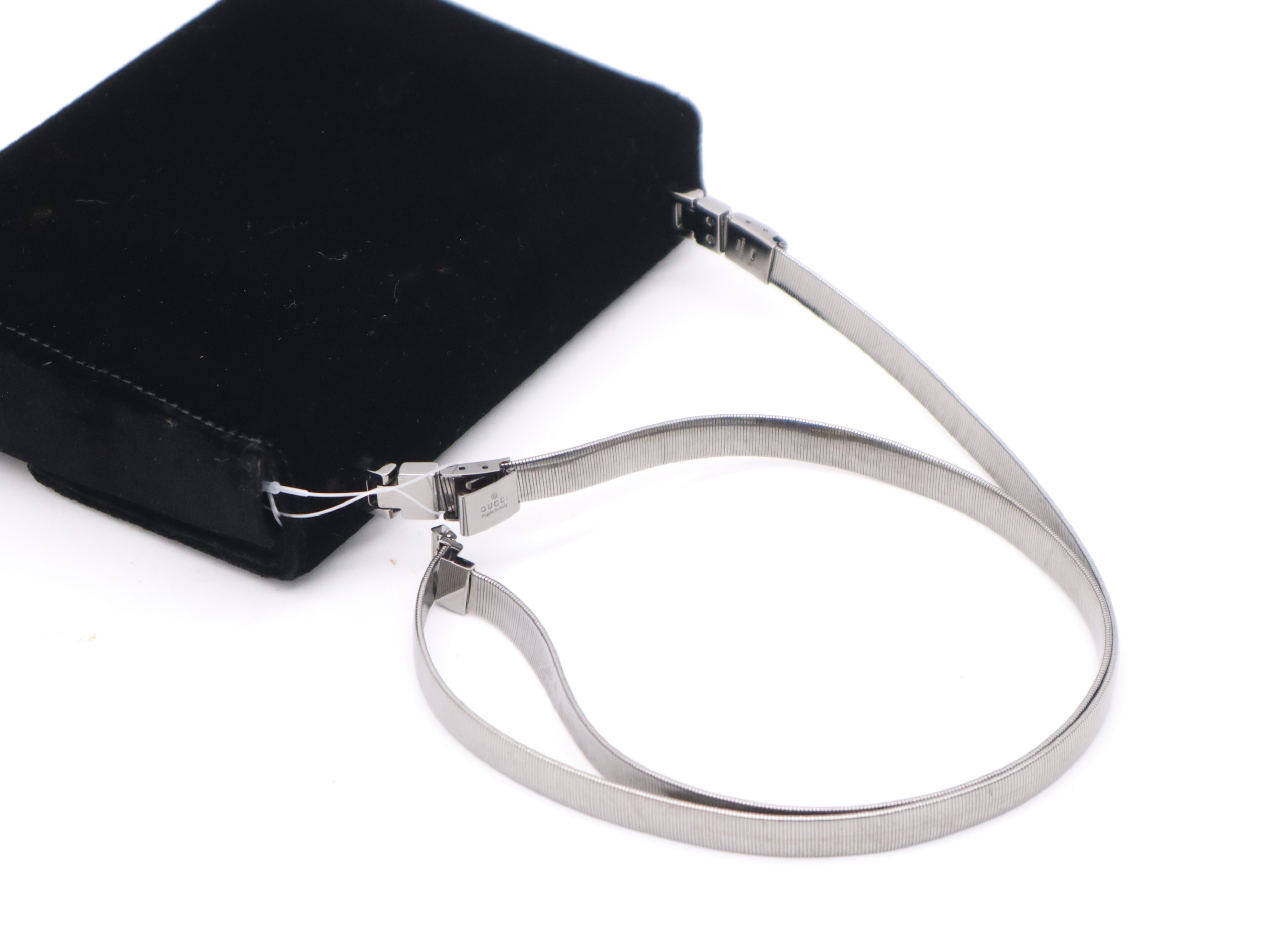 005-0751 Velour Shoulder Bag, Black, Silver Hardware, with Key — view 6