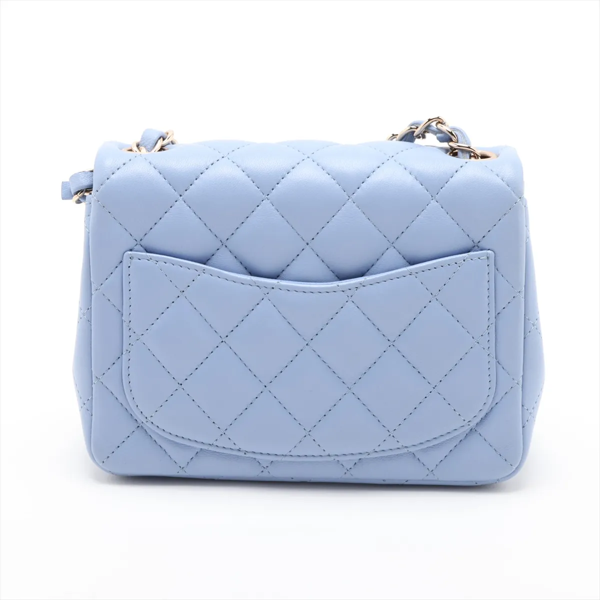 Mini Matelassé 17 Lambskin Single Flap Single Chain Bag, Blue with Gold Hardware, 30755210 (Serial Number in the 30s, A35200) — view 2