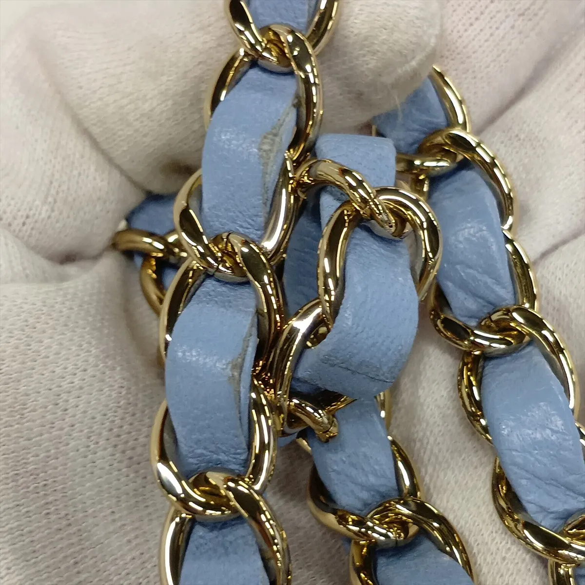 Mini Matelassé 17 Lambskin Single Flap Single Chain Bag, Blue with Gold Hardware, 30755210 (Serial Number in the 30s, A35200) — view 15